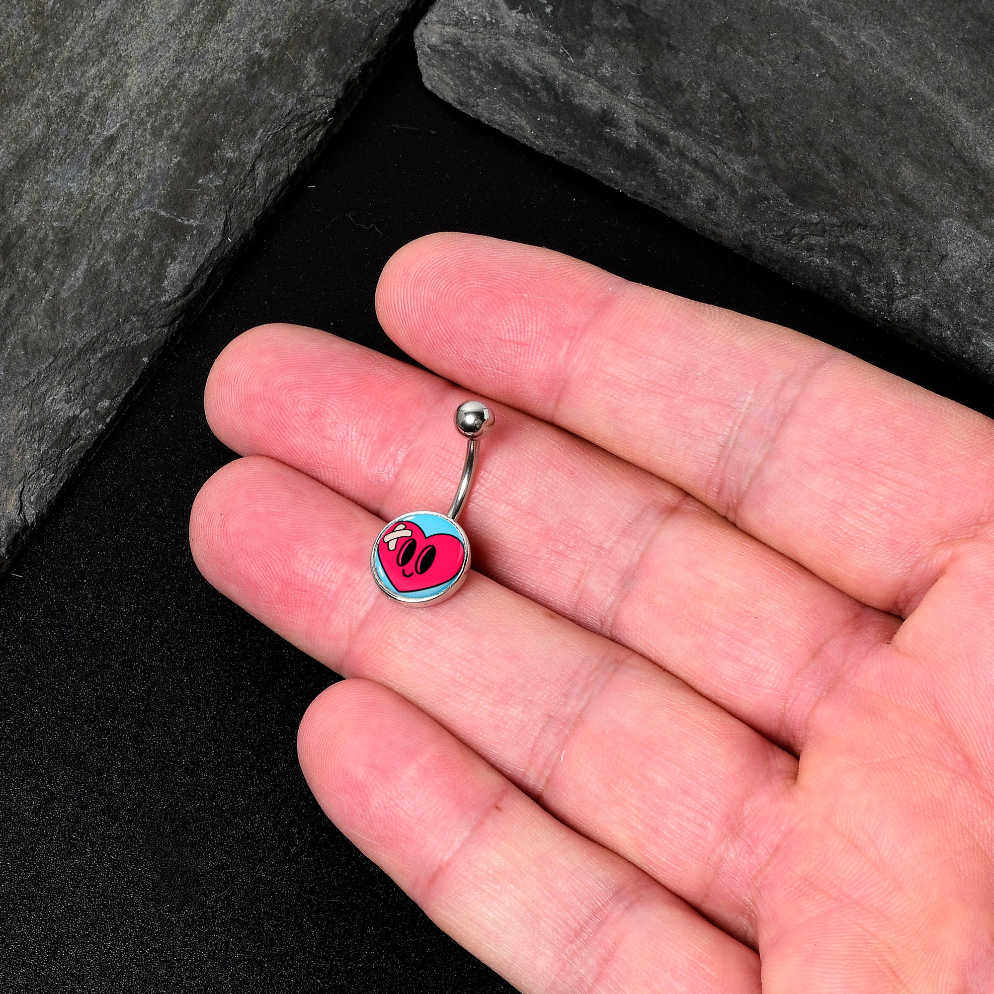 Bandaged Heartbreak Heart Stainless Steel Belly Ring stainless steel navel piercing