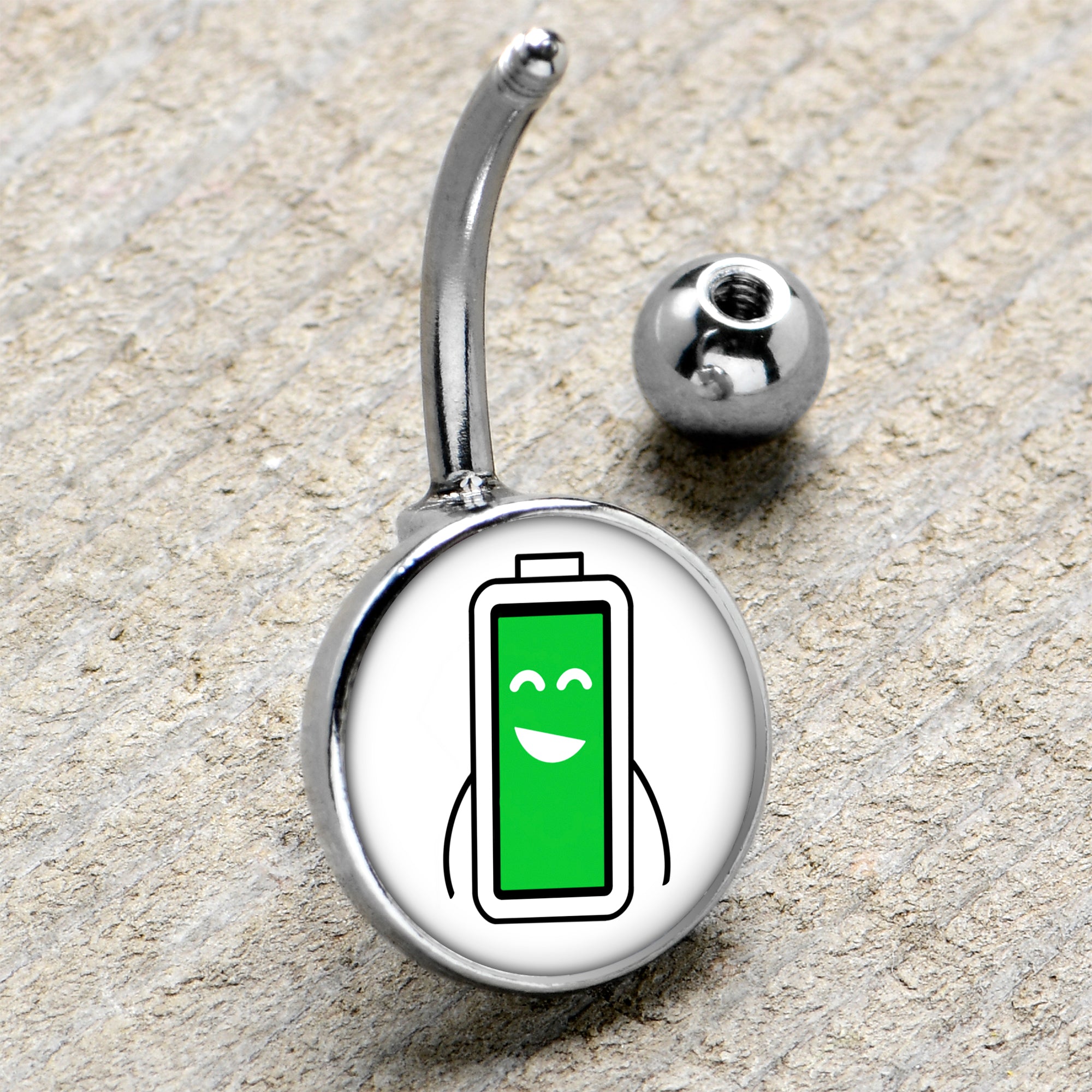 Battery Full Stainless Steel Belly Ring handmade design