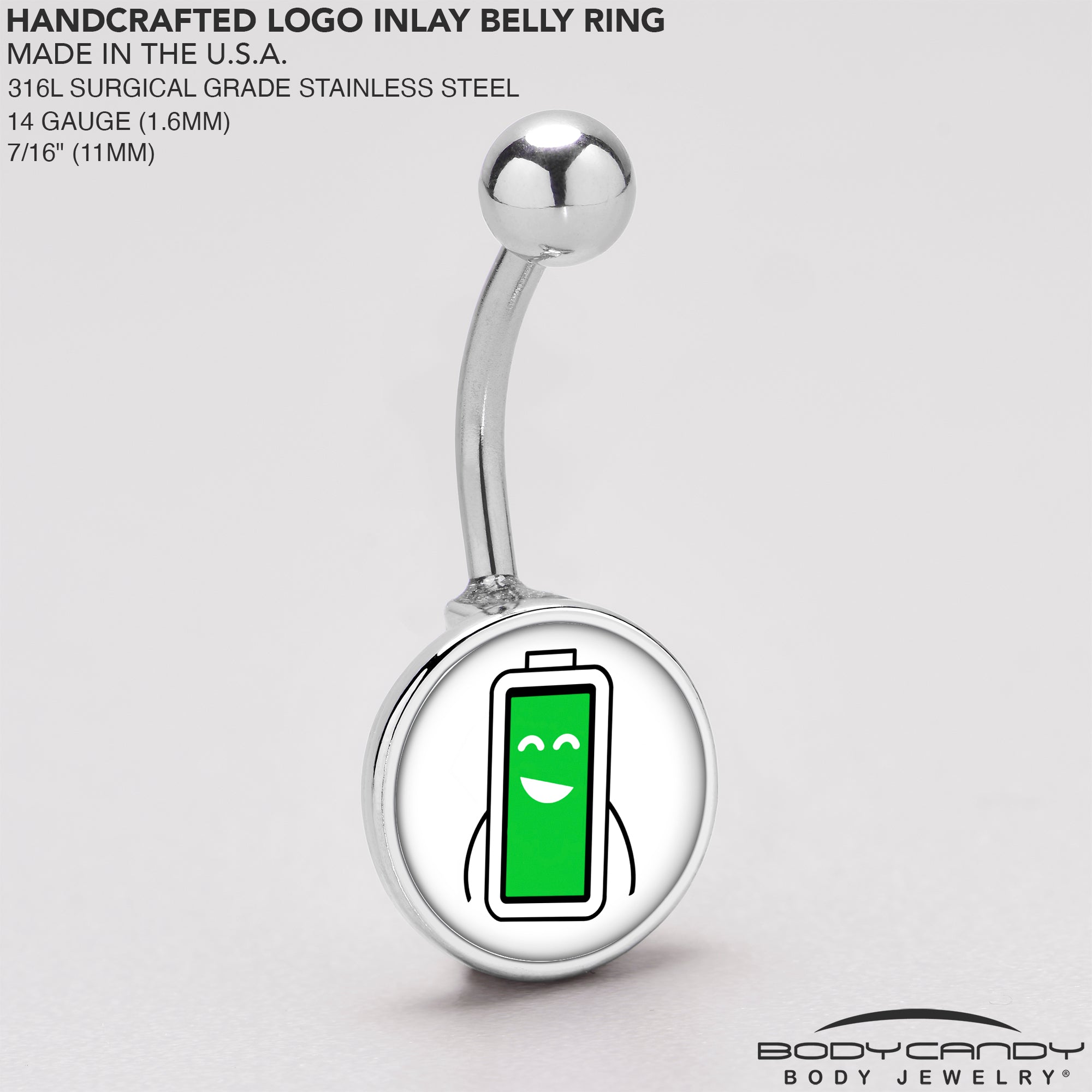 Battery Full Stainless Steel Belly Ring stainless steel navel piercing