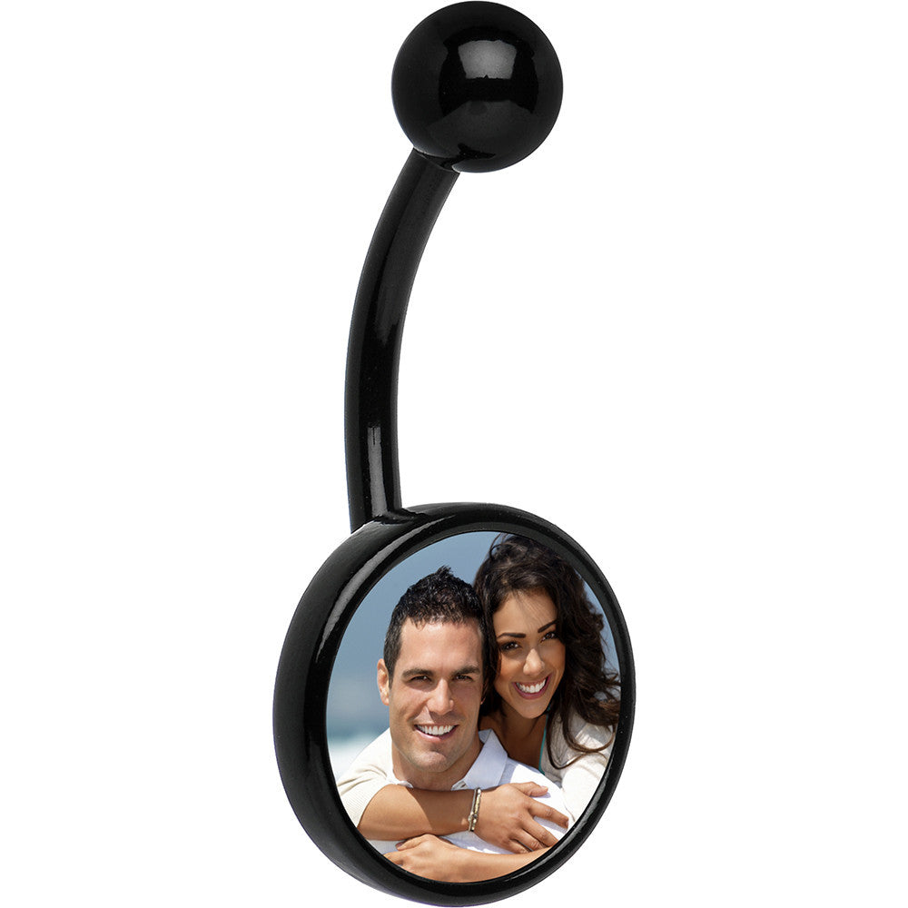 Black Anodized Titanium Custom Photo Stainless Steel Belly Ring lightweight comfortable
