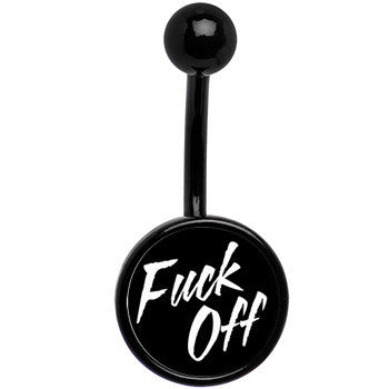 Black Titanium F*ck Off Stainless Steel Belly Ring lightweight comfortable