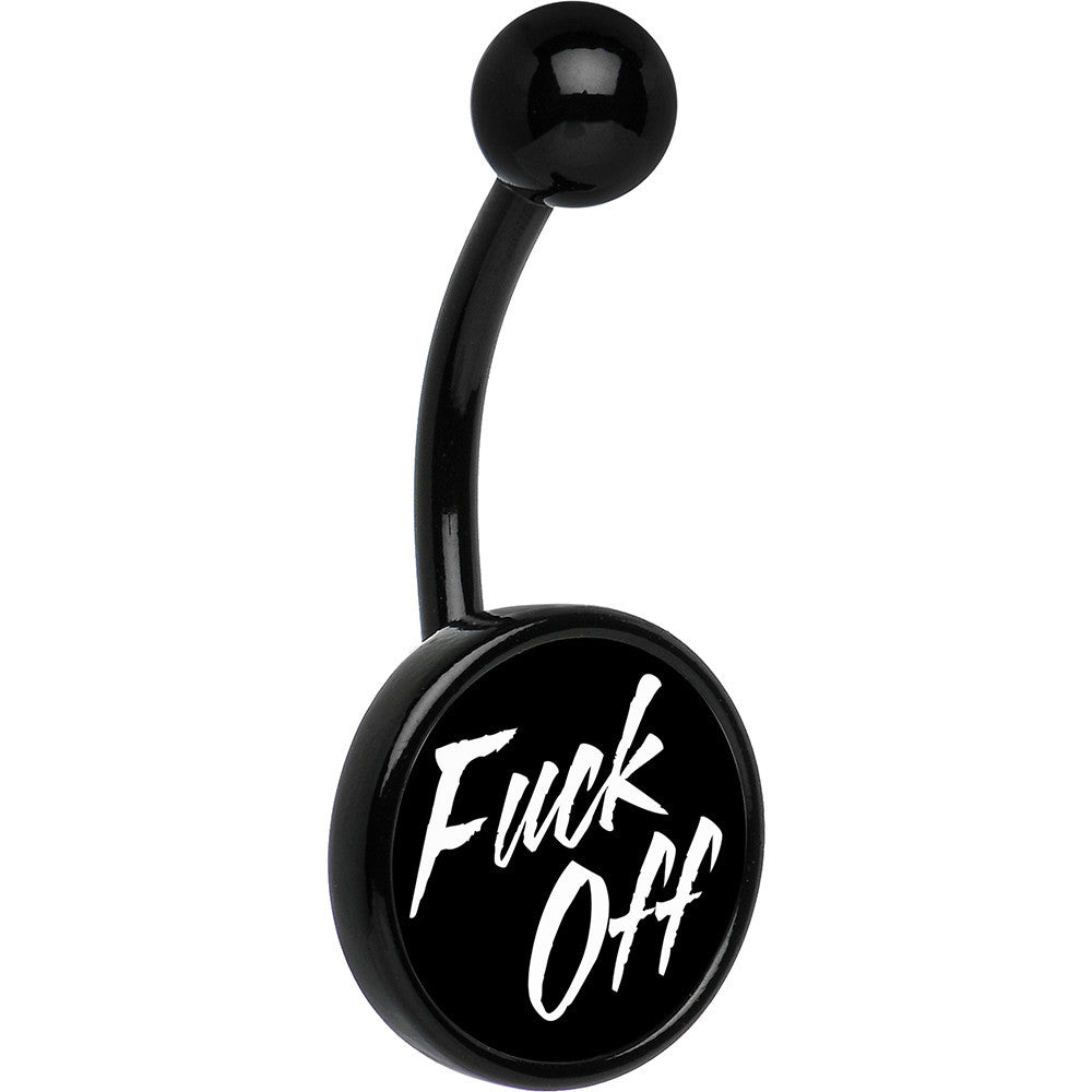 Black Titanium F*ck Off Hypoallergenic Stainless Steel Belly Ring