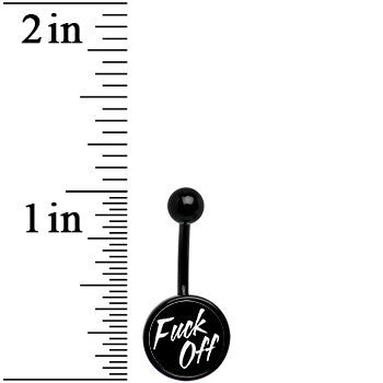 Black Titanium F*ck Off Stainless Steel Belly Ring stylish jewelry
