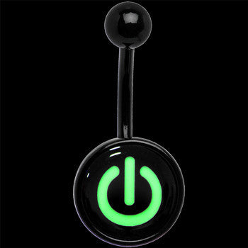 Glow in the Dark Titanium Power Button Stainless Steel Belly Ring stainless steel navel piercing