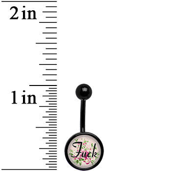 Black Titanium Pink Floral F*ck Stainless Steel Belly Ring stylish jewelry