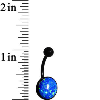 Aqua Synthetic Opal Black Anodized Bottom Mount Stainless Steel Belly Ring stylish jewelry