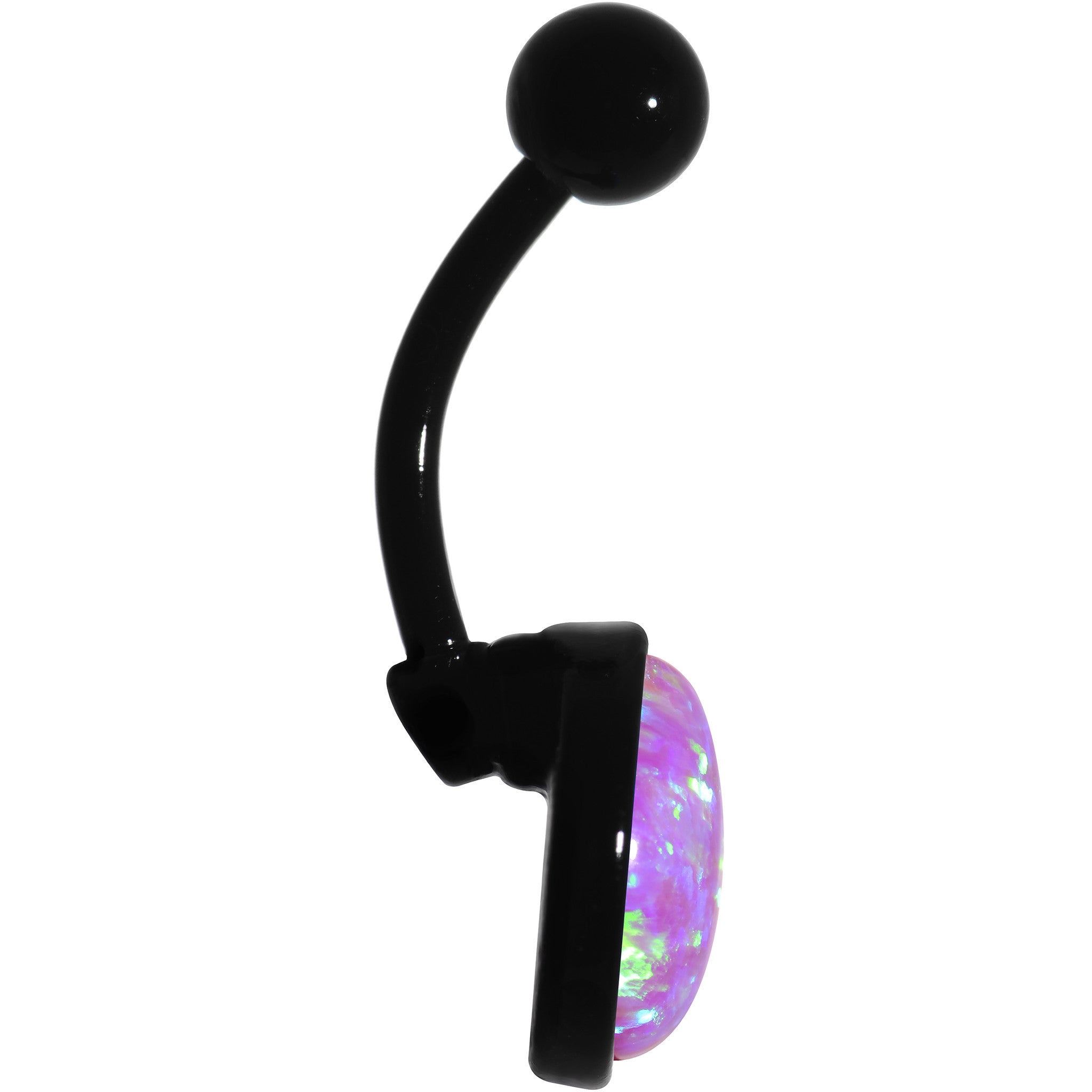 Pink Synthetic Opal Black Anodized Bottom Mount Stainless Steel Belly Ring lightweight comfortable