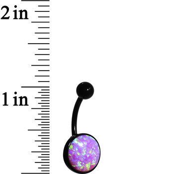 Pink Synthetic Opal Black Anodized Bottom Mount Stainless Steel Belly Ring stylish jewelry