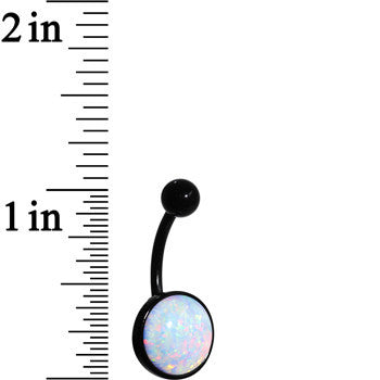 White Synthetic Opal Black Anodized Bottom Mount Stainless Steel Belly Ring stylish jewelry