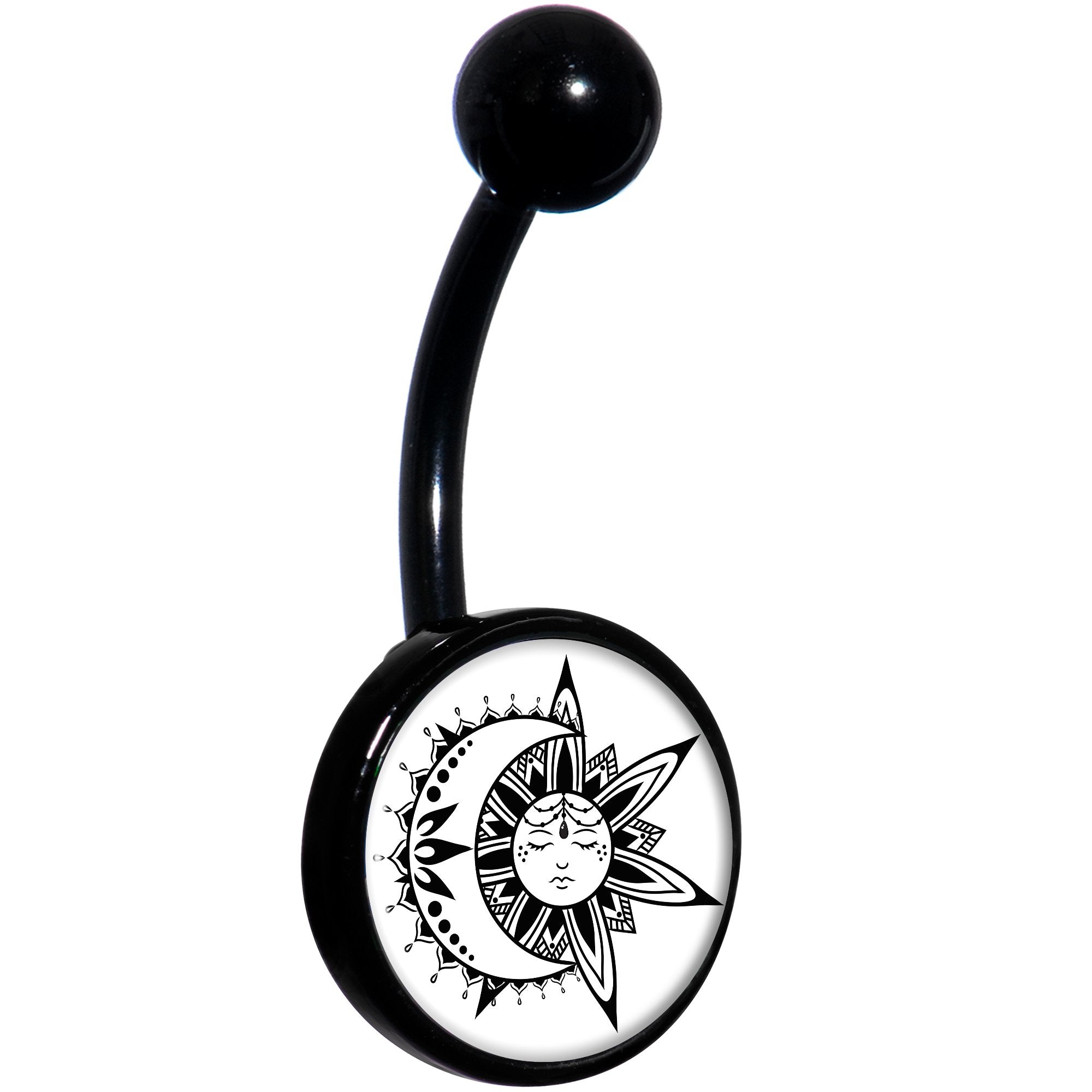 Sun and Moon Black Hypoallergenic Stainless Steel Belly Ring