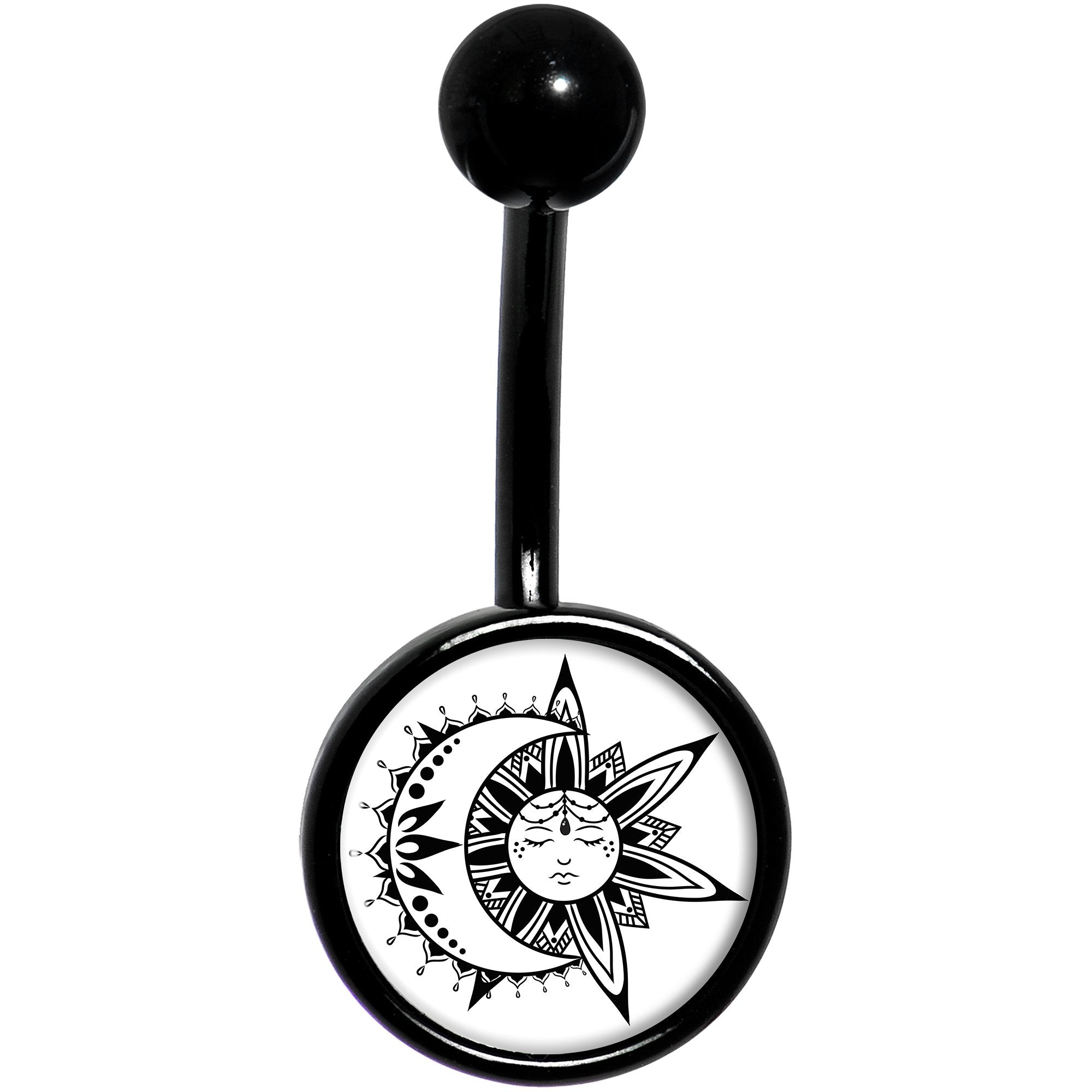 Sun and Moon Black Stainless Steel Belly Ring lightweight comfortable
