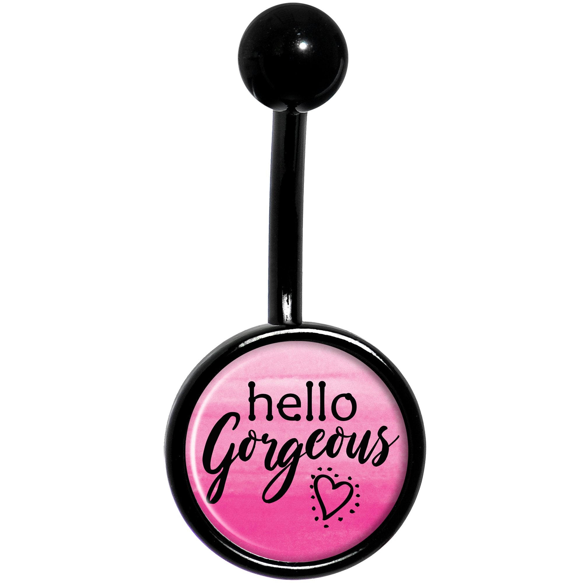 Watercolor Hello Gorgeous Black Stainless Steel Belly Ring lightweight comfortable