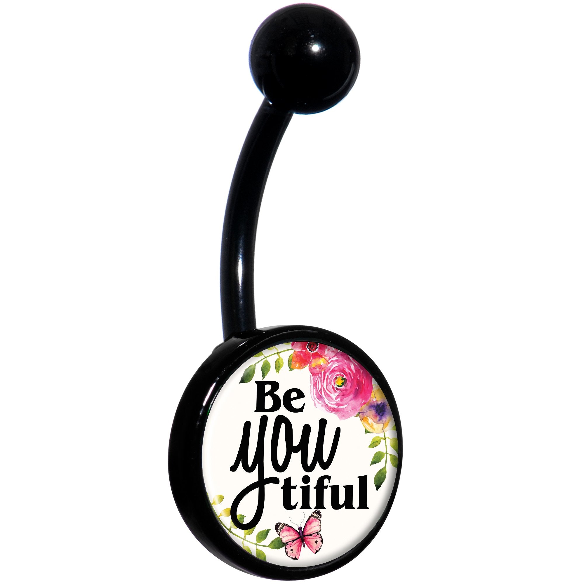 Watercolor BeYoutiful Black Hypoallergenic Stainless Steel Belly Ring