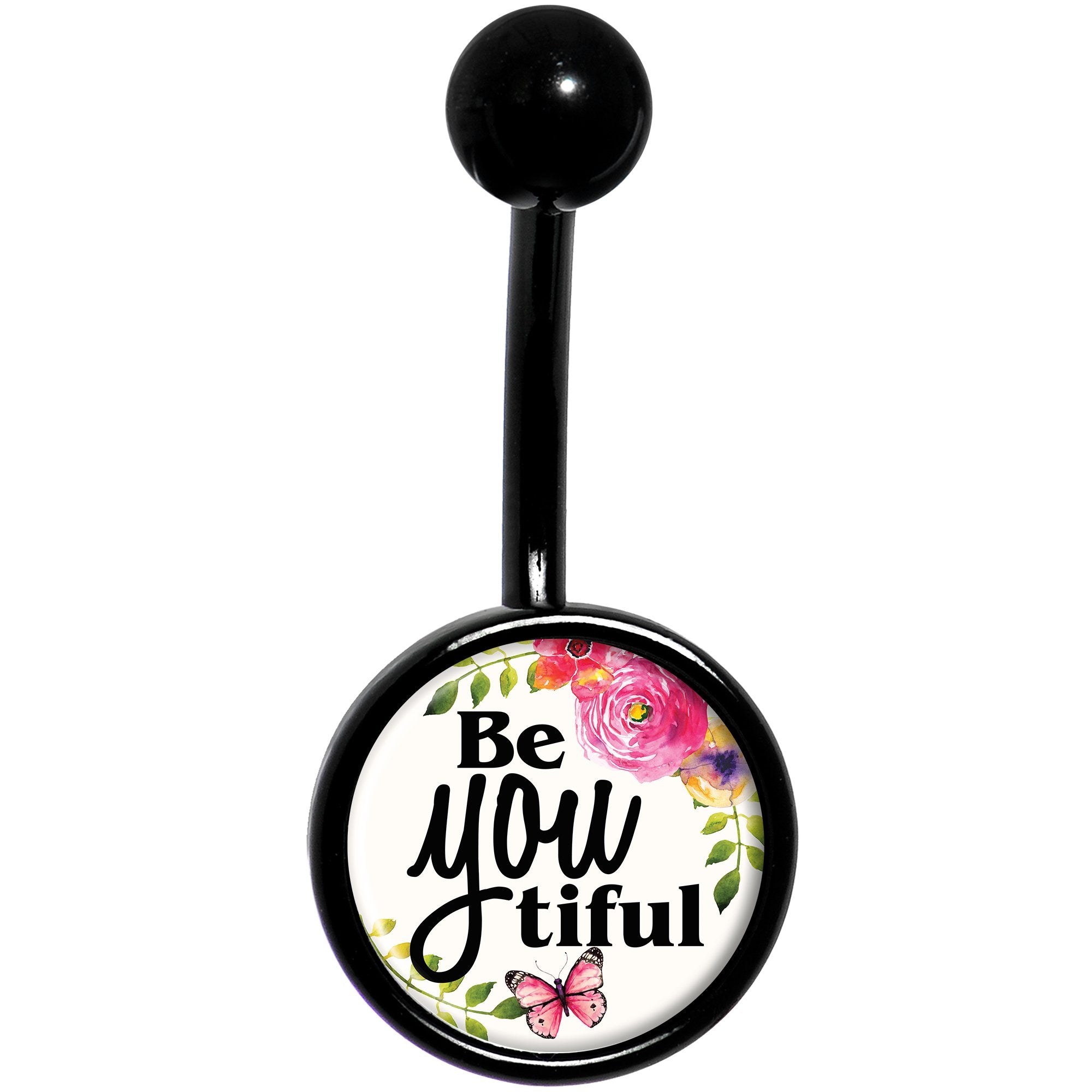 Watercolor BeYoutiful Black Stainless Steel Belly Ring lightweight comfortable