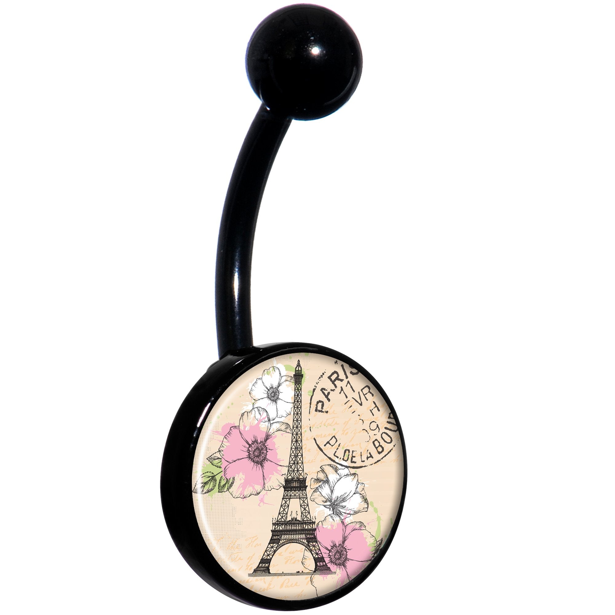 With Love from Paris Black Hypoallergenic Stainless Steel Belly Ring