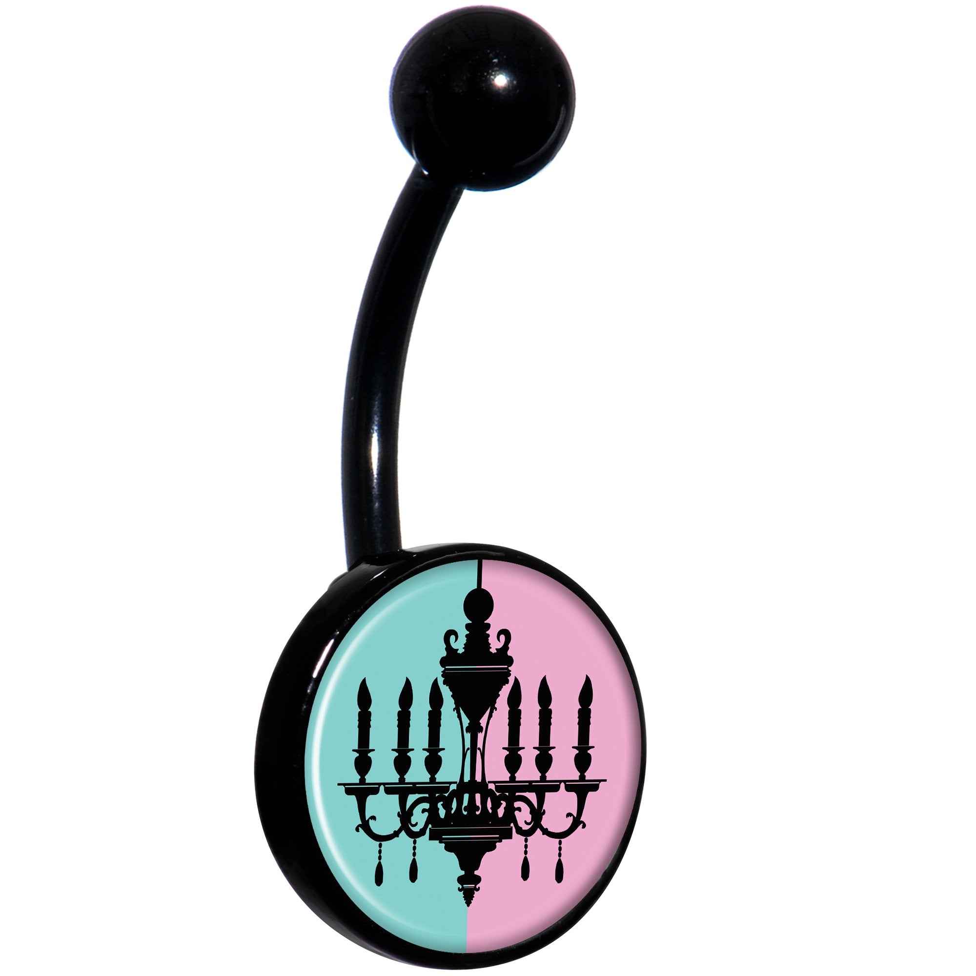 Blue Pink Split Chandelier Black Hypoallergenic Stainless Steel Belly Ring