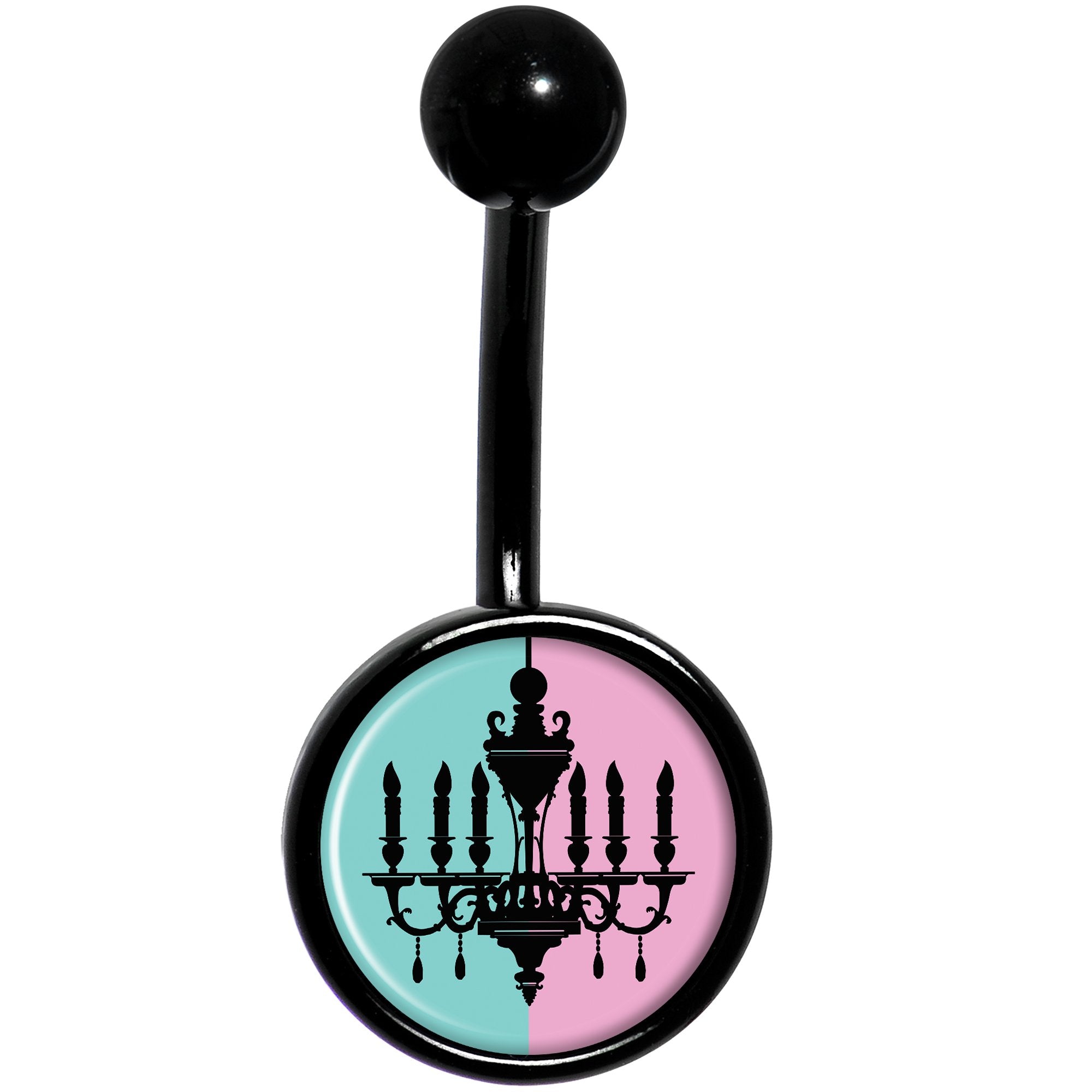 Blue Pink Split Chandelier Black Stainless Steel Belly Ring lightweight comfortable