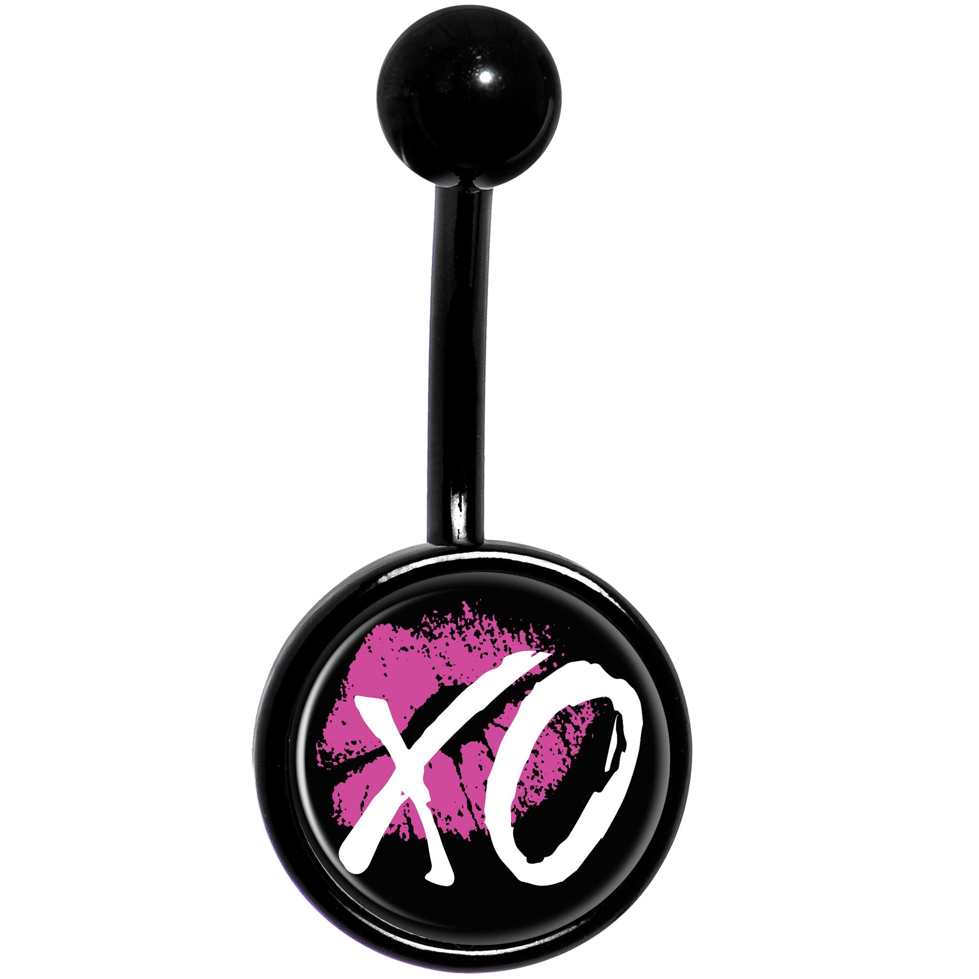 Pink Lips XO Kiss Black Stainless Steel Belly Ring lightweight comfortable