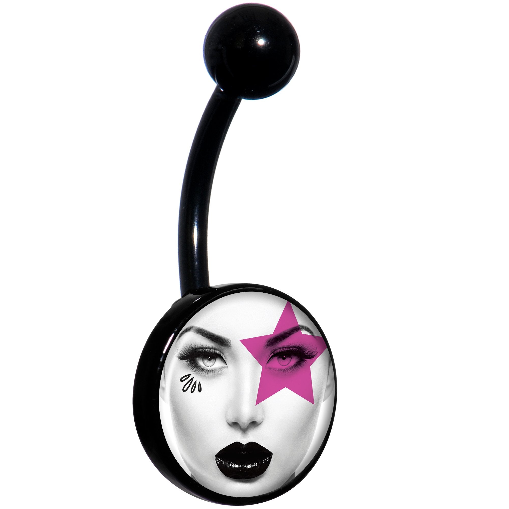 Pretty Pink Model Super Star Black Hypoallergenic Stainless Steel Belly Ring