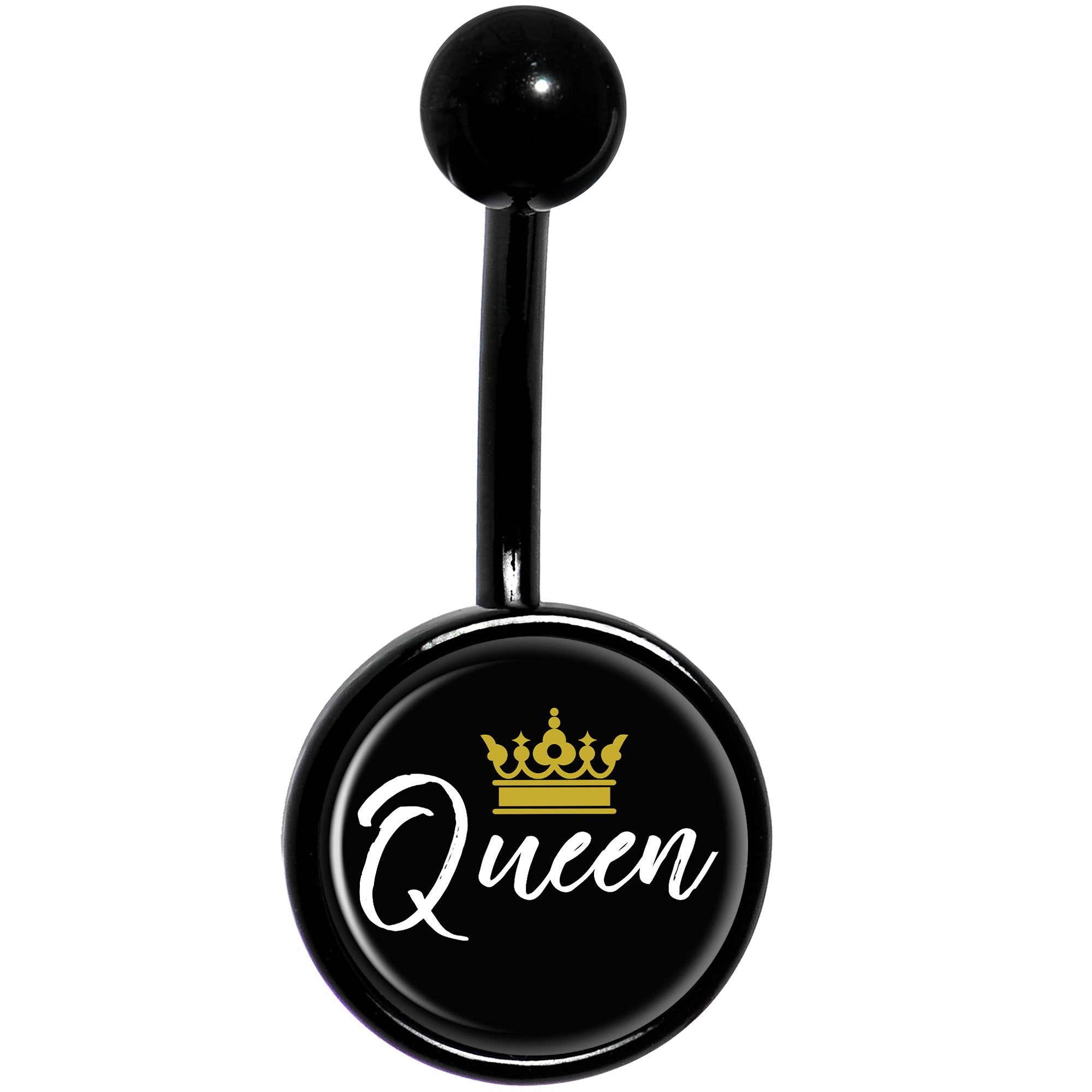Queen Crown Black Stainless Steel Belly Ring lightweight comfortable