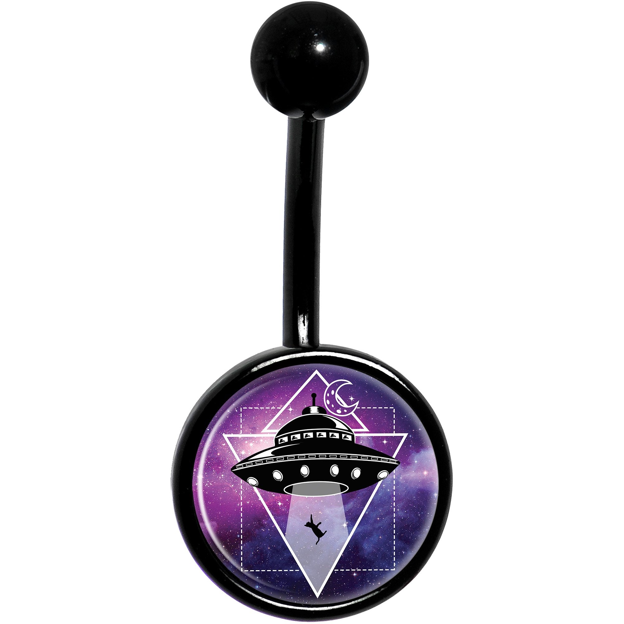 UFO Cat Abduction Black Stainless Steel Belly Ring lightweight comfortable