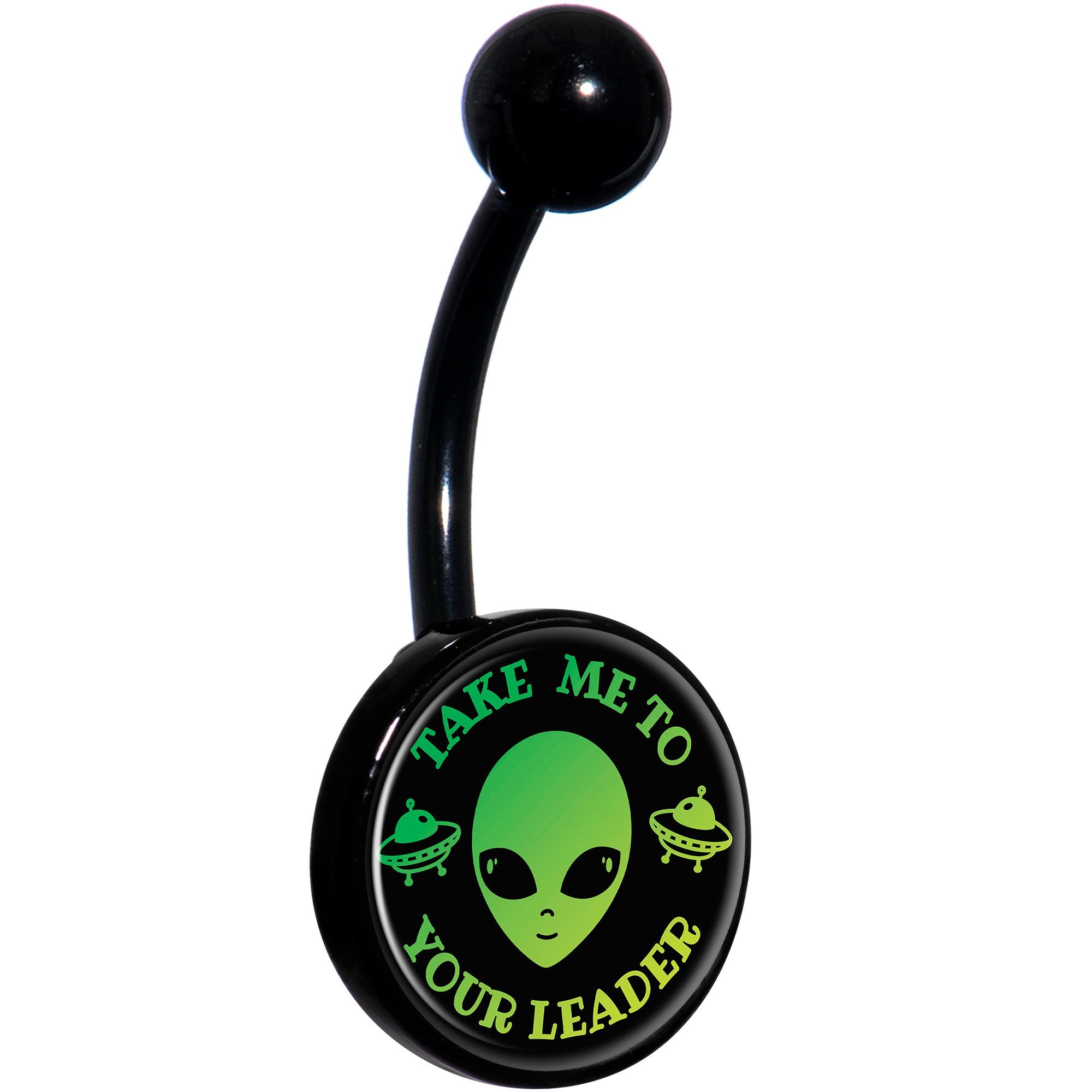 Take Me To Your Leader Black Hypoallergenic Stainless Steel Belly Ring