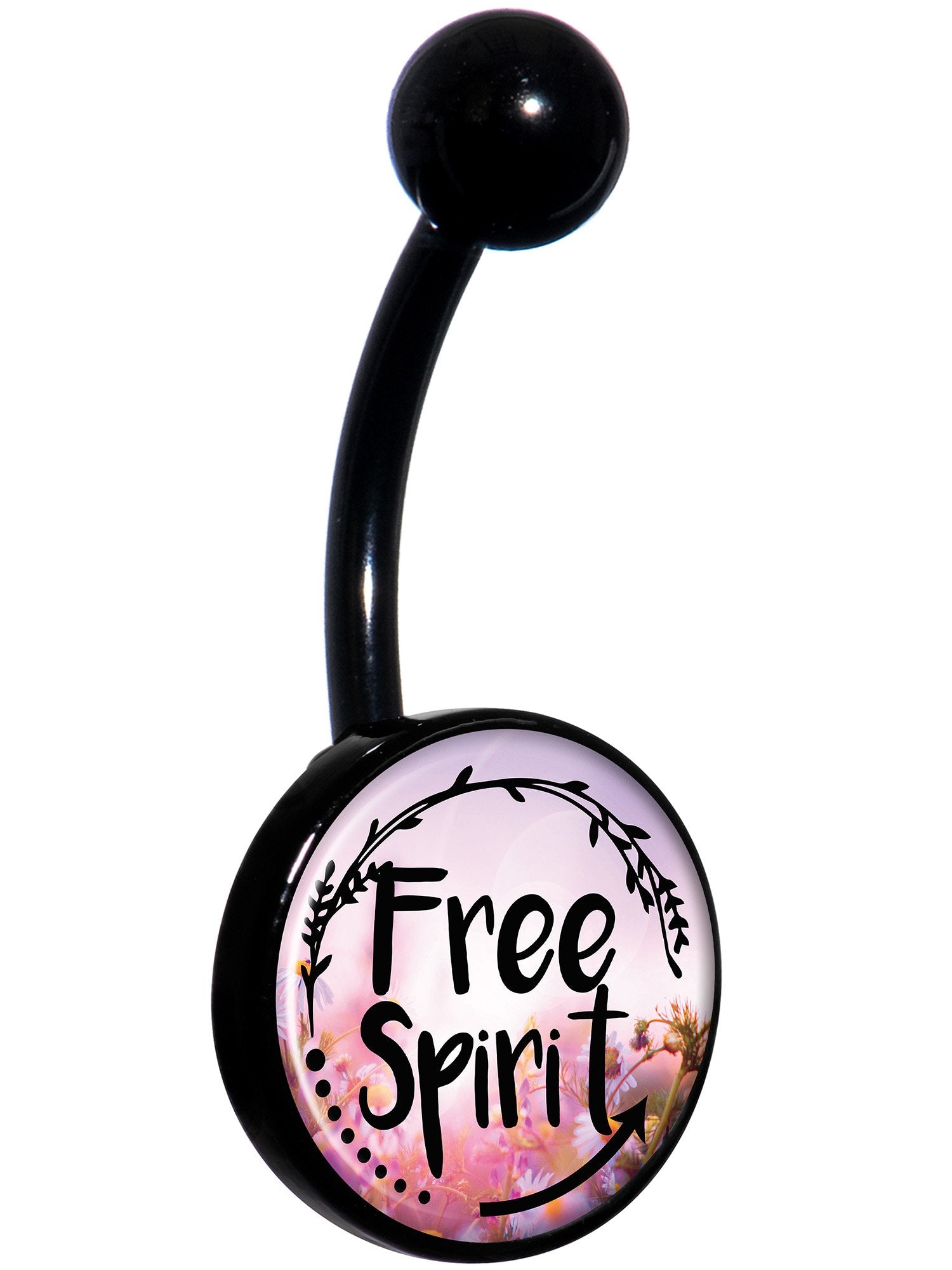 Free Spirit Black Stainless Steel Belly Ring handmade design