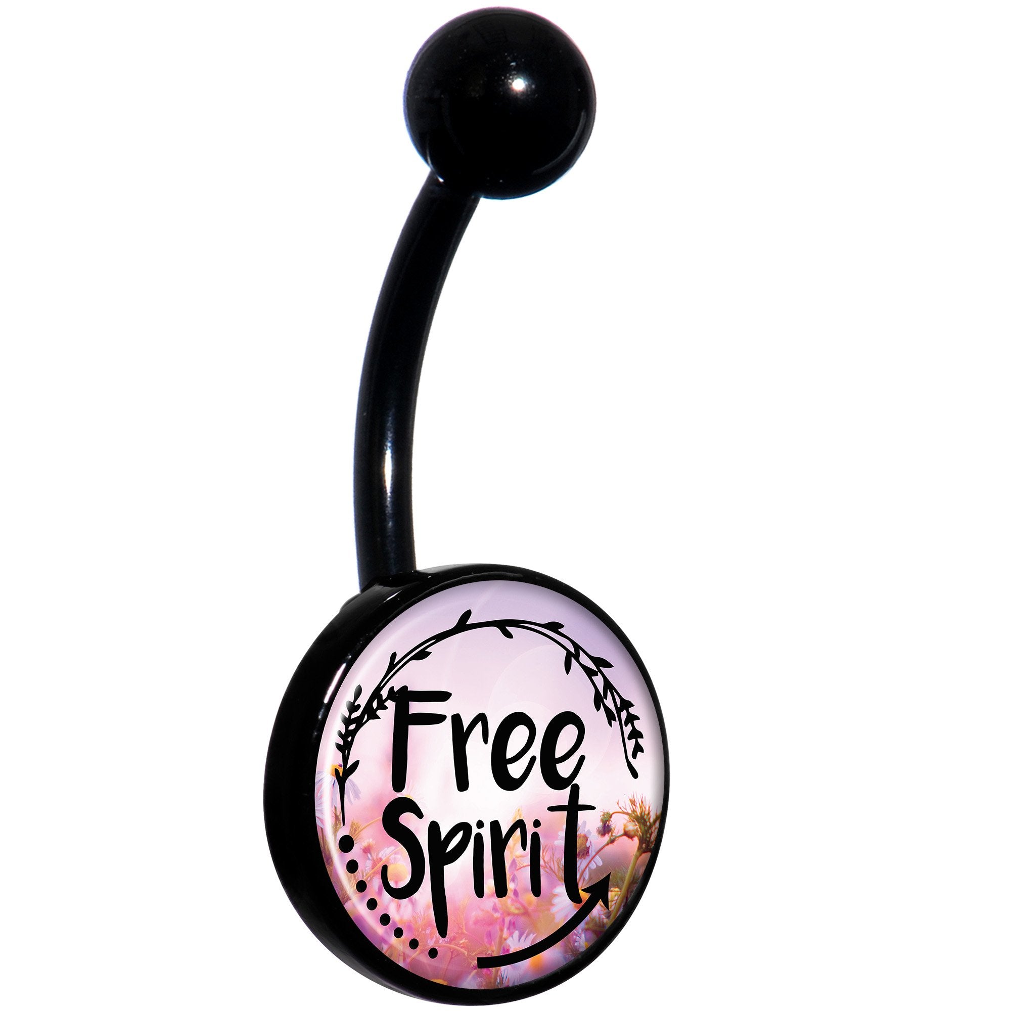 Free Spirit Black Hypoallergenic Stainless Steel Belly Ring