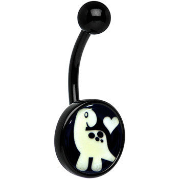 Black Glow in the Dark Cute Dinosaur Belly Ring