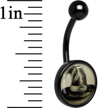 Black Titanium Magic Witch Hat Glow in the Dark Stainless Steel Belly Ring stylish jewelry