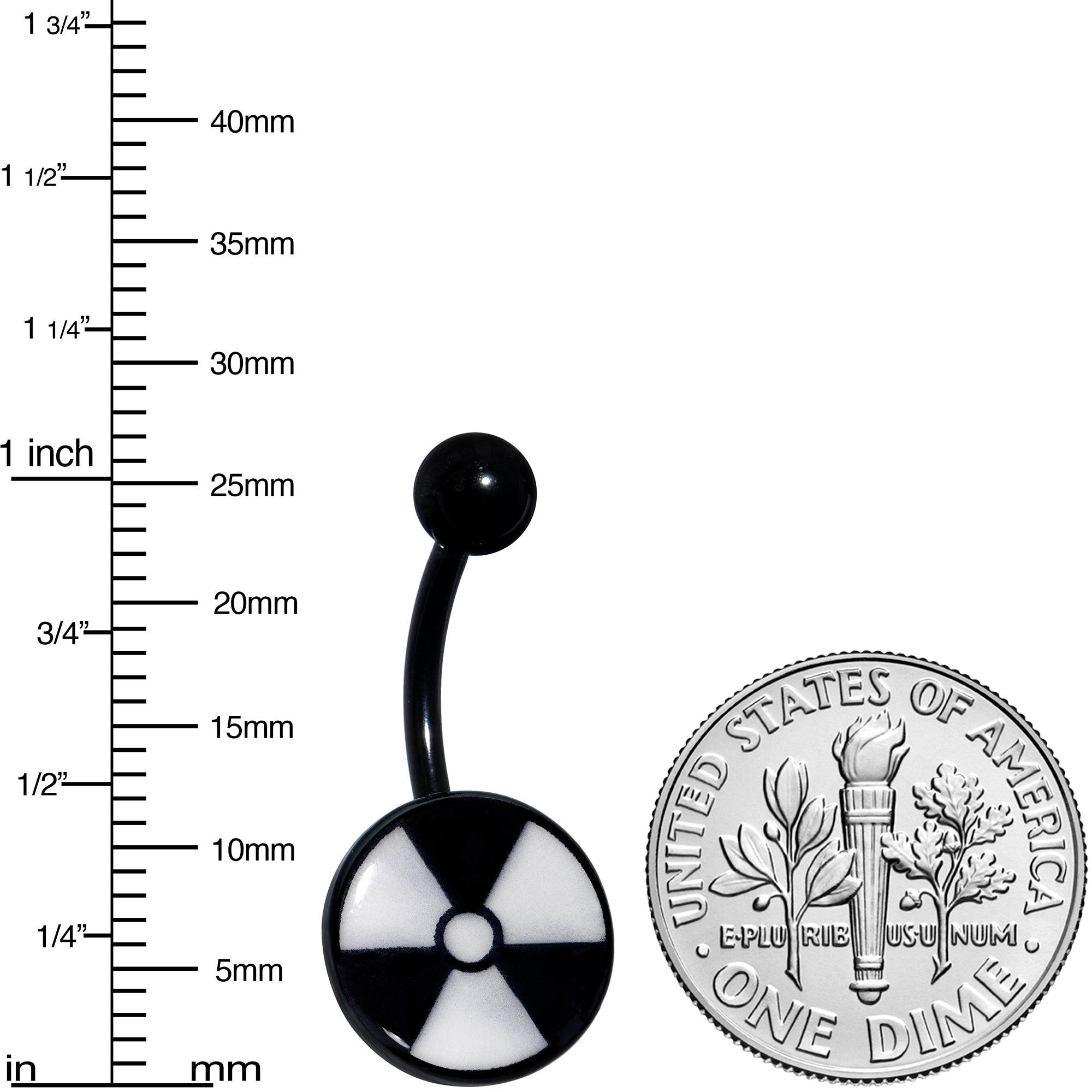 Black Glow in the Dark Radioactive Stainless Steel Belly Ring stylish jewelry