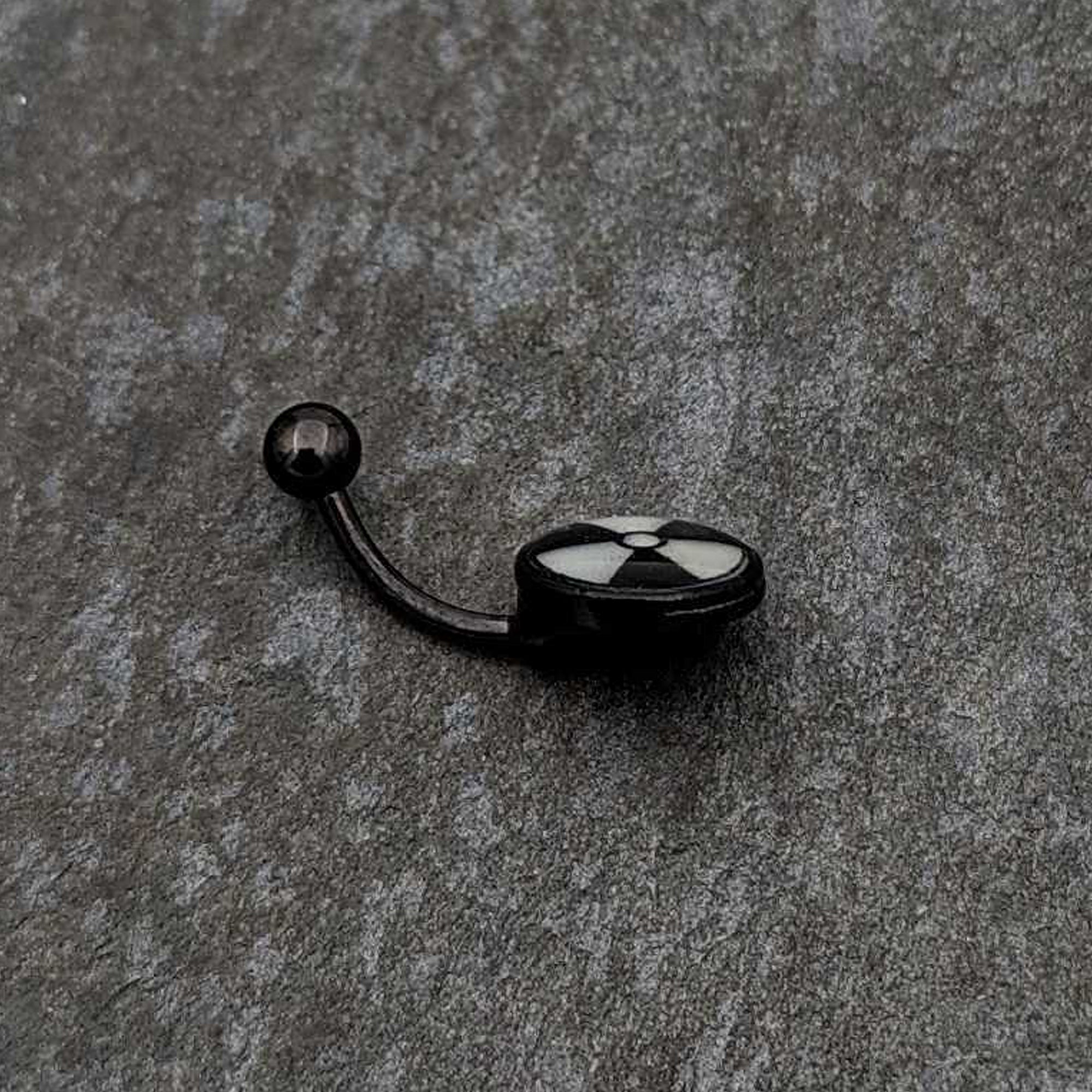 Black Glow in the Dark Radioactive Stainless Steel Belly Ring perfect for sensitive skin