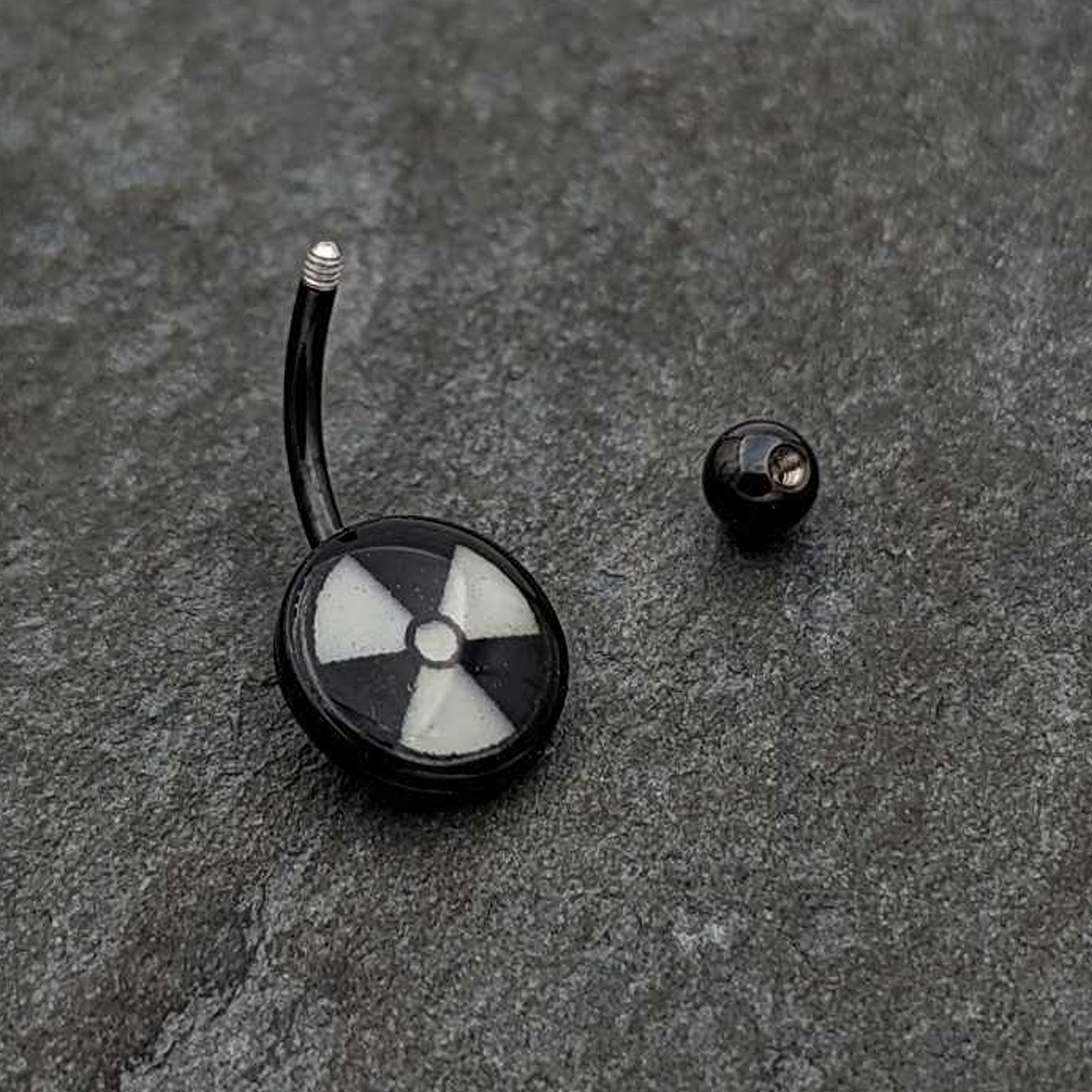 Black Glow in the Dark Radioactive Stainless Steel Belly Ring custom design option