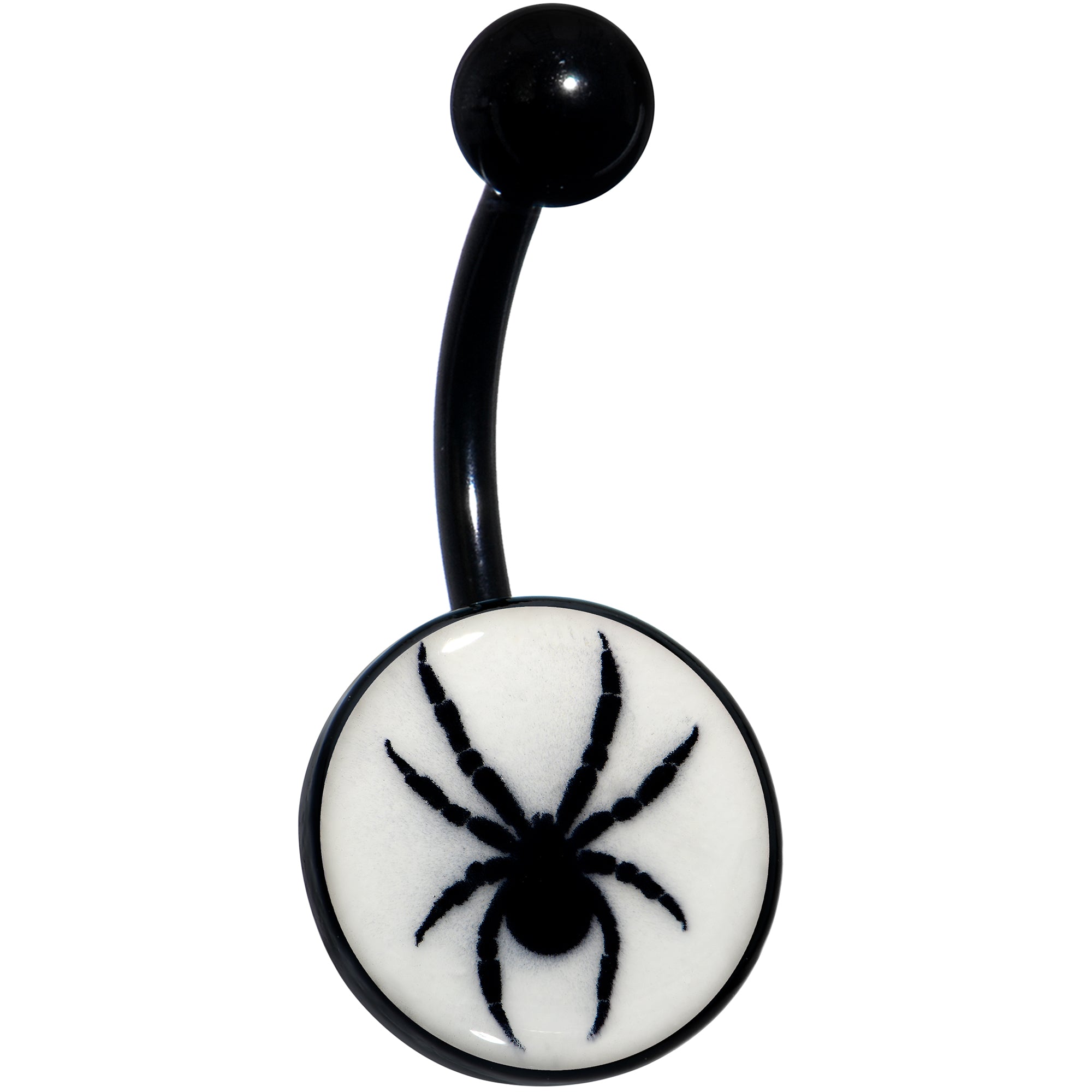 Black Glow in the Dark Black Widow Spider Hypoallergenic Stainless Steel Belly Ring