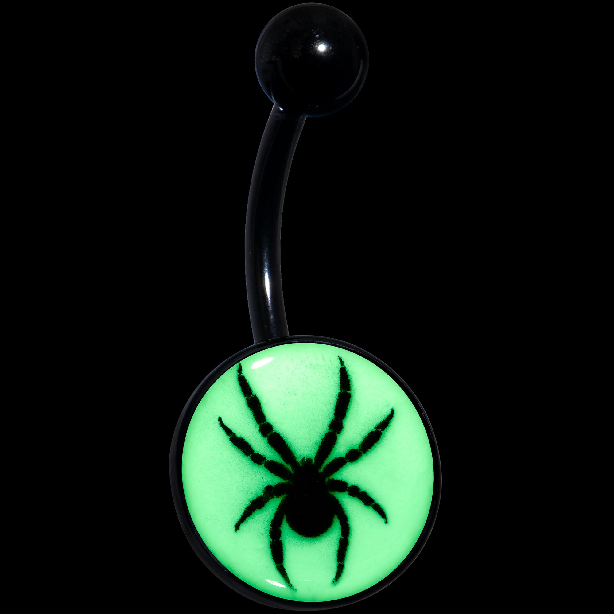 Black Glow in the Dark Black Widow Spider Stainless Steel Belly Ring lightweight comfortable