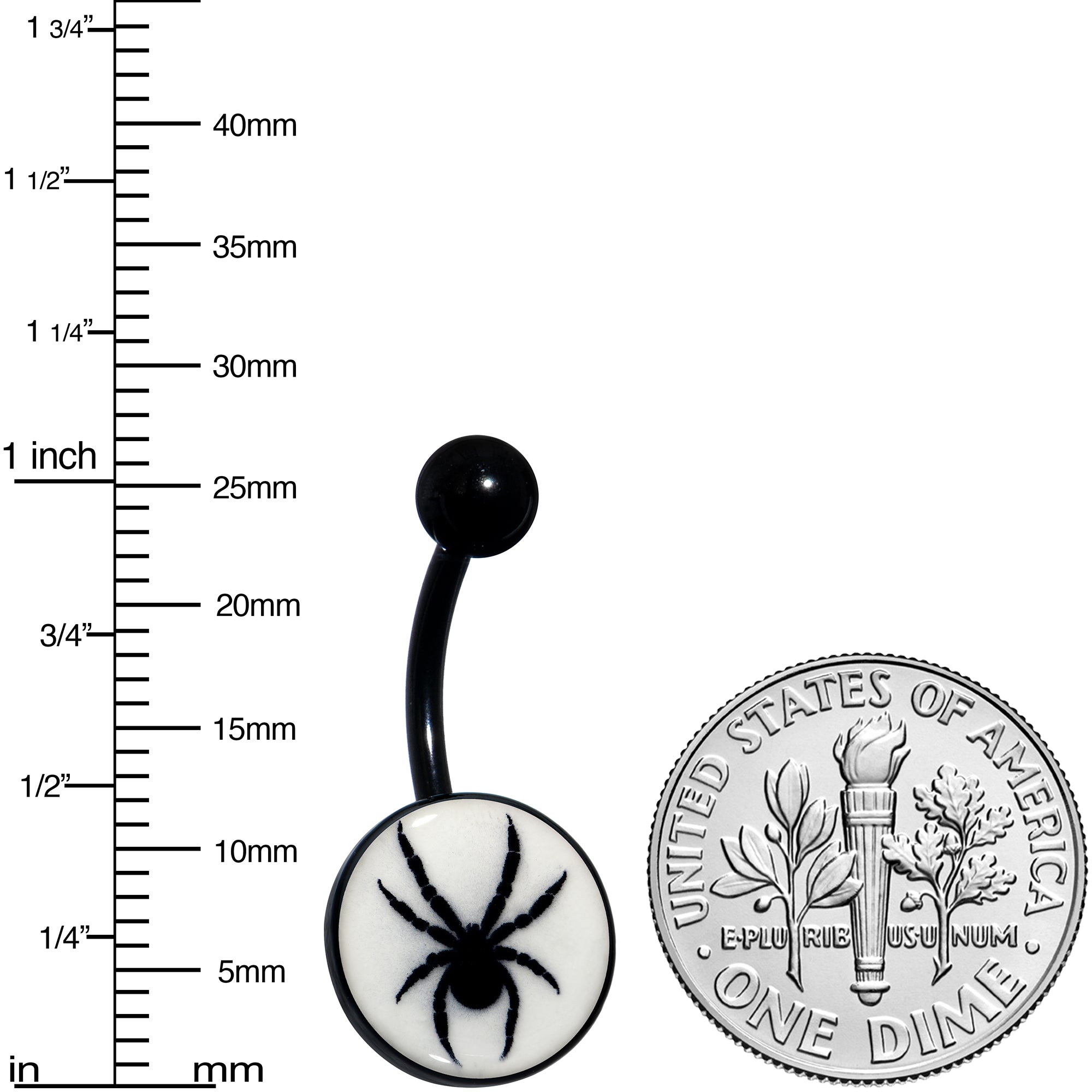 Black Glow in the Dark Black Widow Spider Stainless Steel Belly Ring stylish jewelry