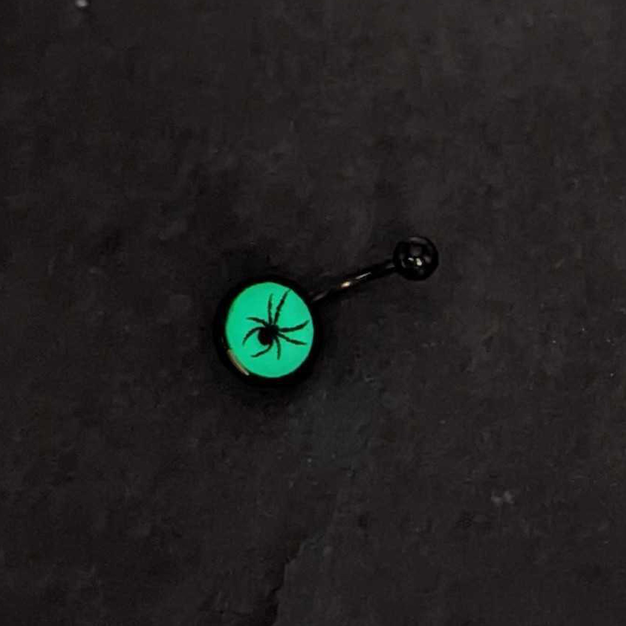 Black Glow in the Dark Black Widow Spider Stainless Steel Belly Ring stainless steel navel piercing