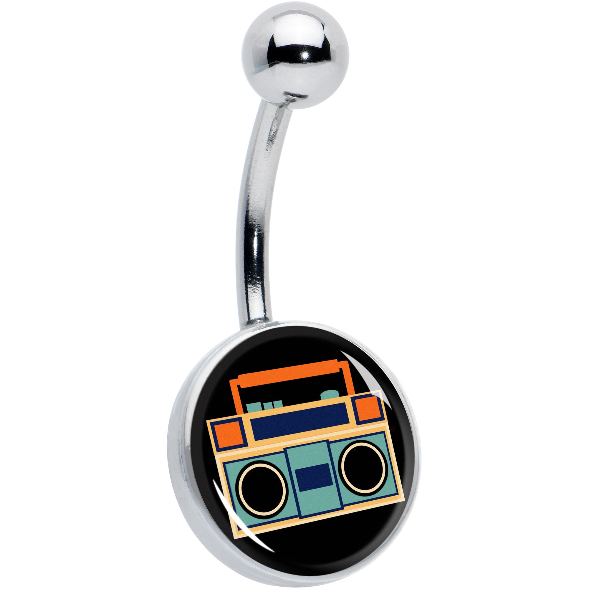 Retro Boombox Hypoallergenic Stainless Steel Belly Ring