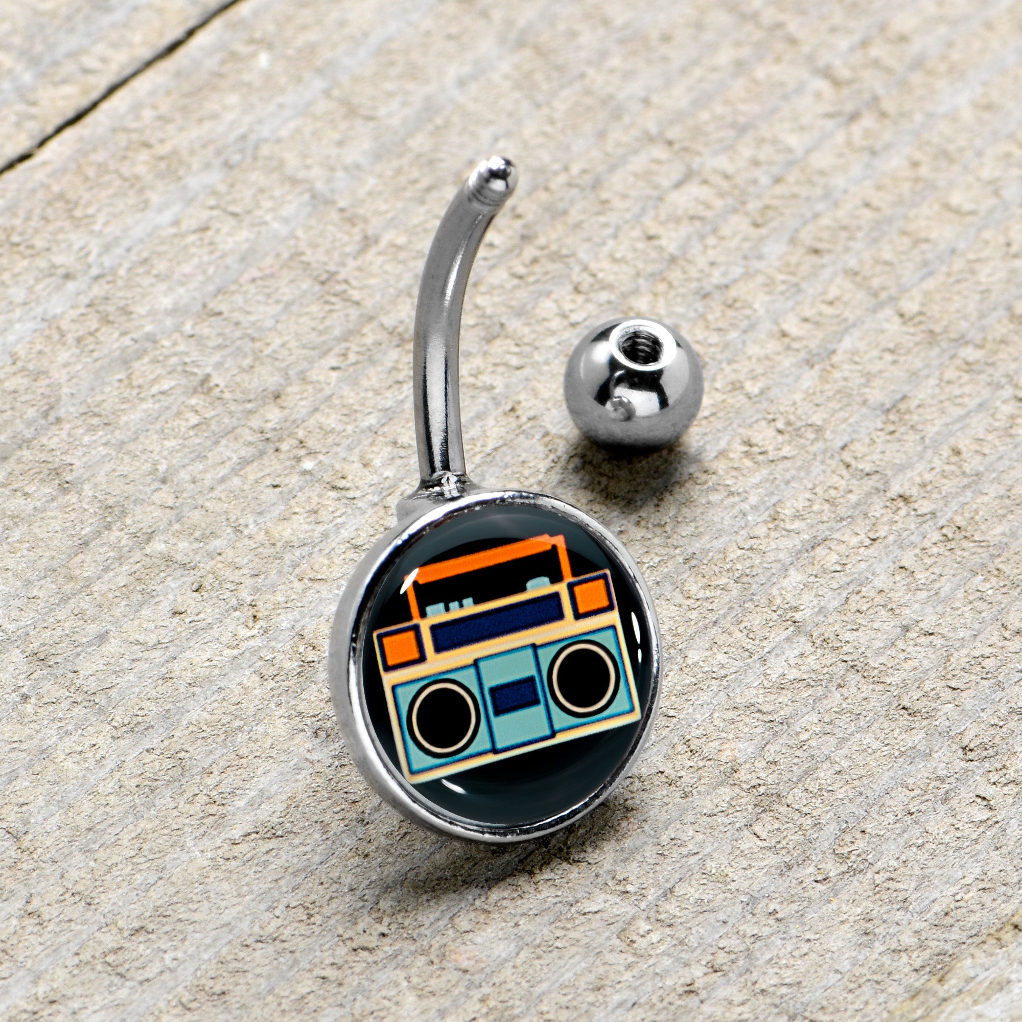 Retro Boombox Stainless Steel Belly Ring stylish jewelry