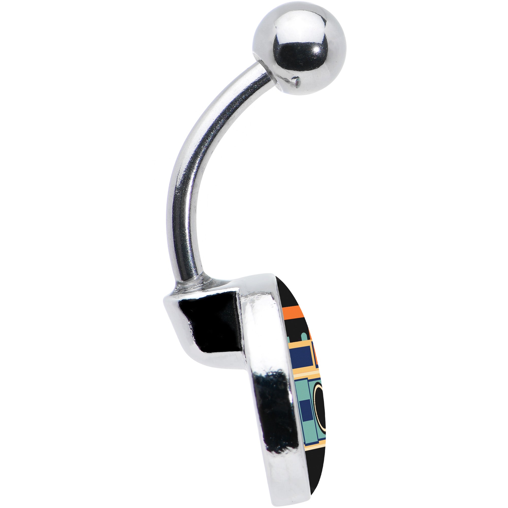 Retro Boombox Stainless Steel Belly Ring handmade design