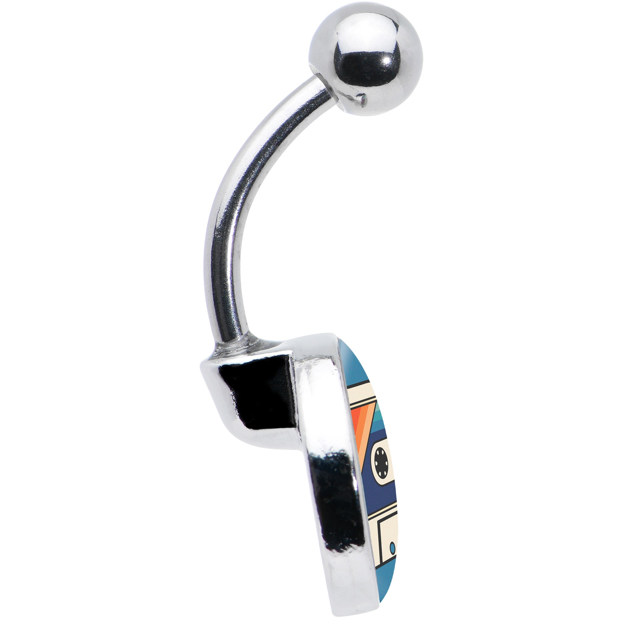 Retro Cassette Tape Stainless Steel Belly Ring handmade design