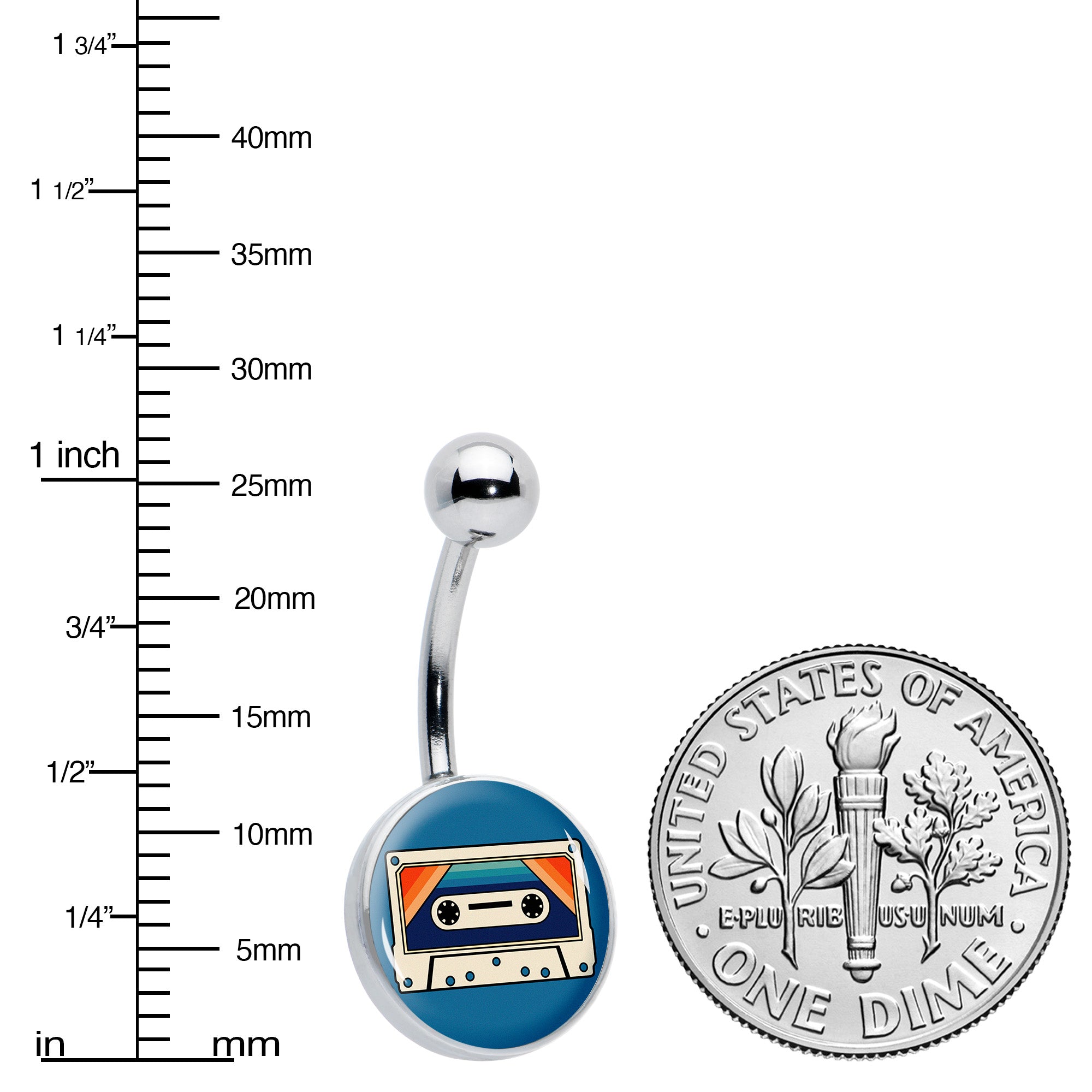 Retro Cassette Tape Stainless Steel Belly Ring perfect for sensitive skin