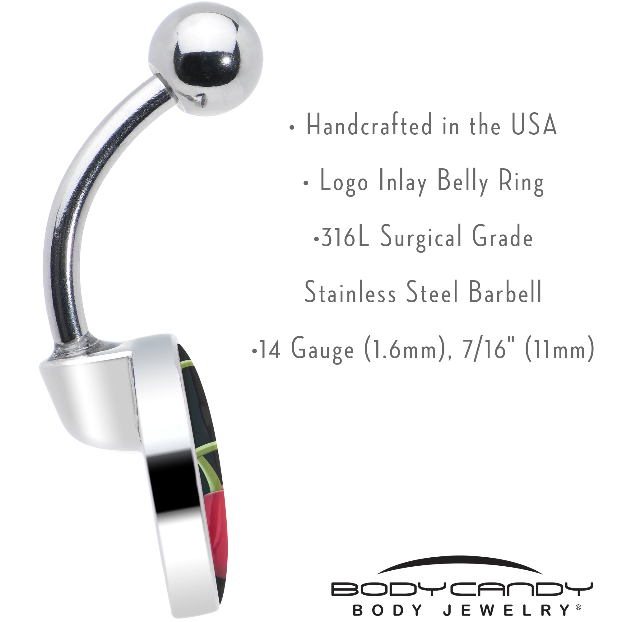 Cherry Heart Stainless Steel Belly Ring custom design option