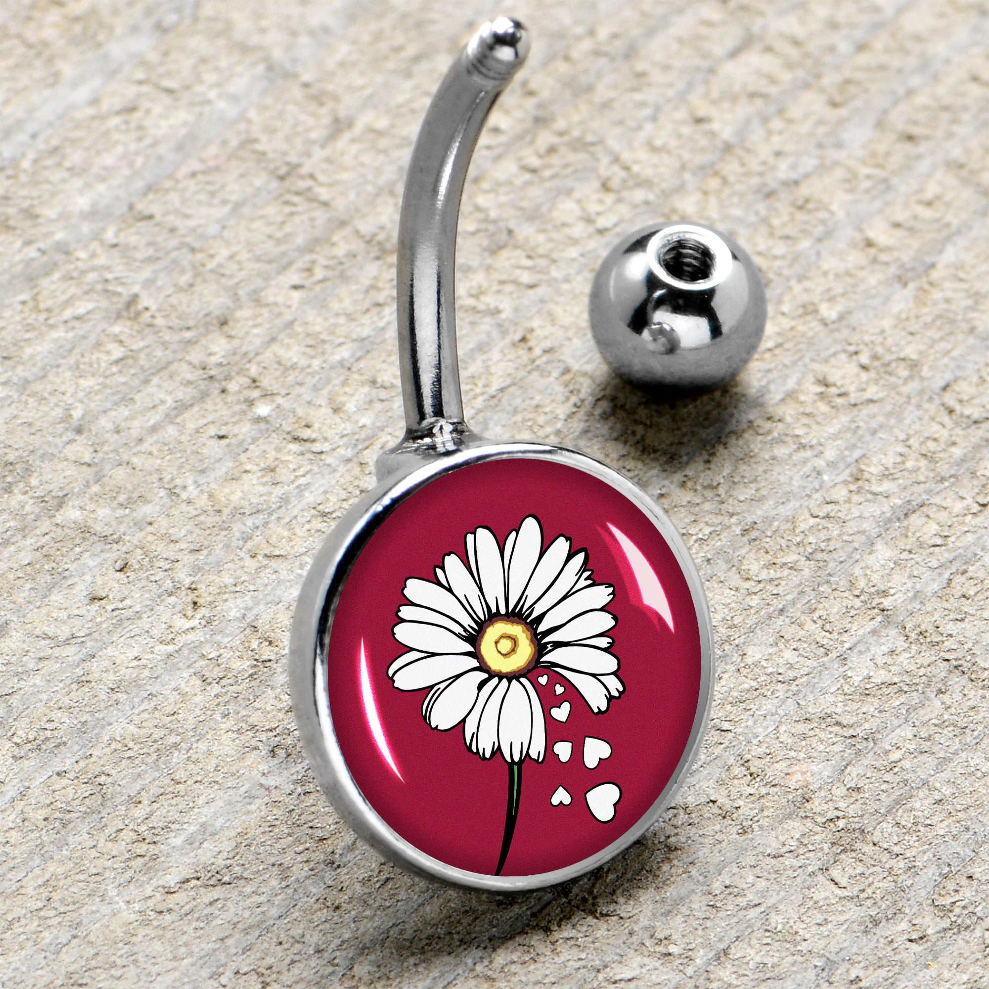 Love Me Not Flower Stainless Steel Belly Ring handmade design