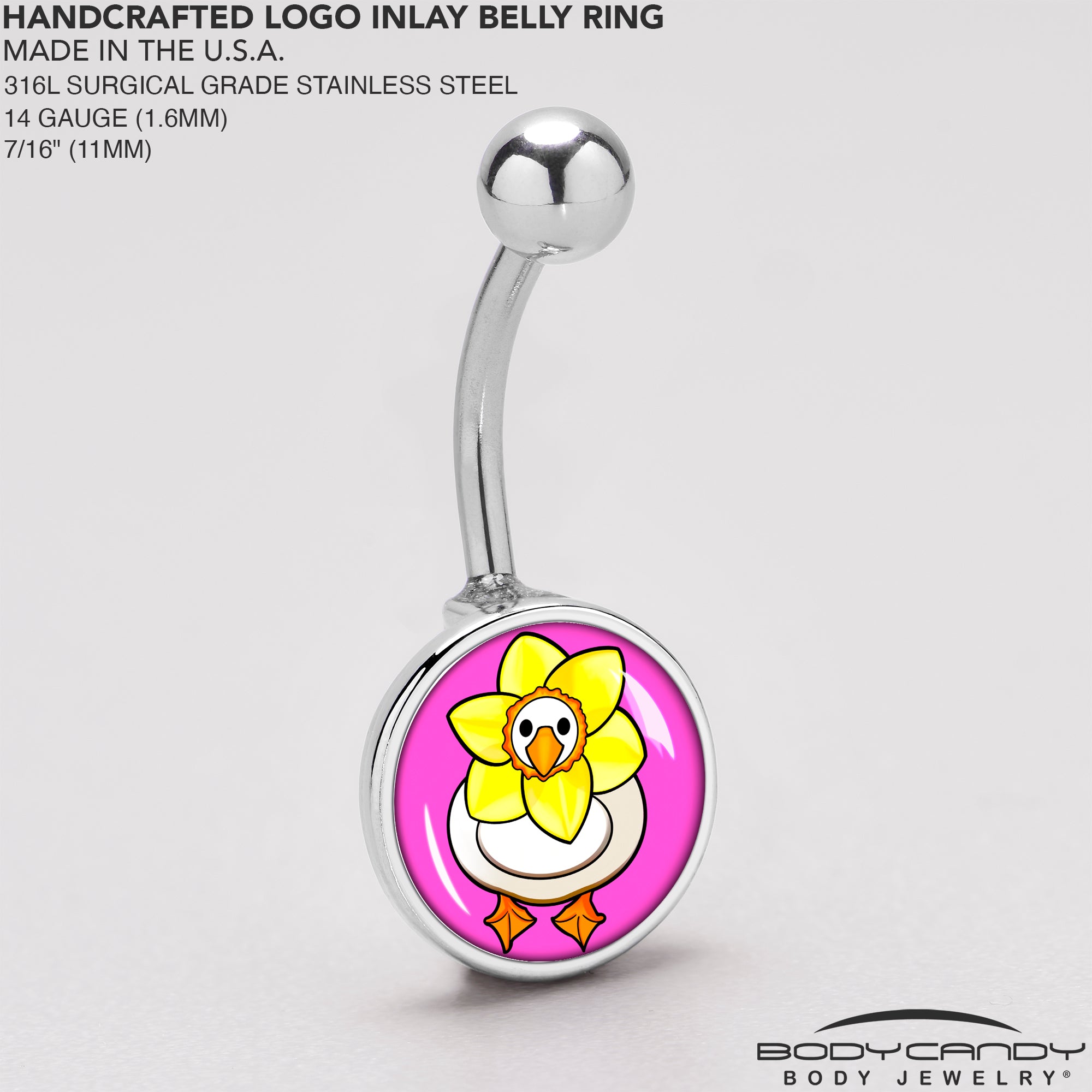 Daffodil Duck Stainless Steel Belly Ring stainless steel navel piercing