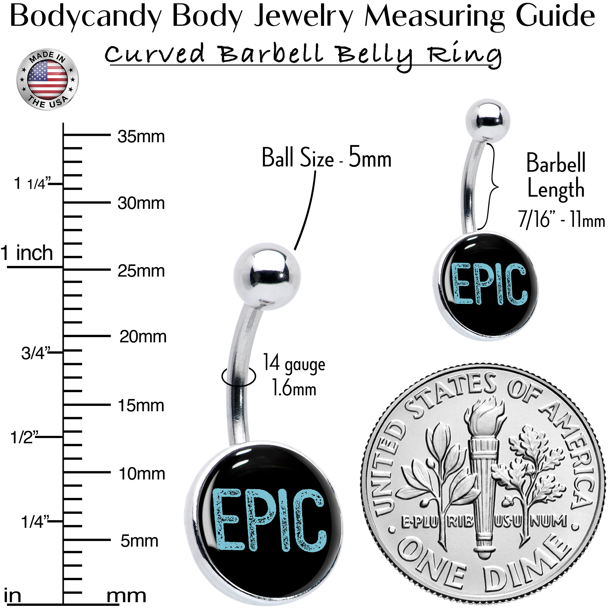 Epic Blue Stainless Steel Belly Ring perfect for sensitive skin