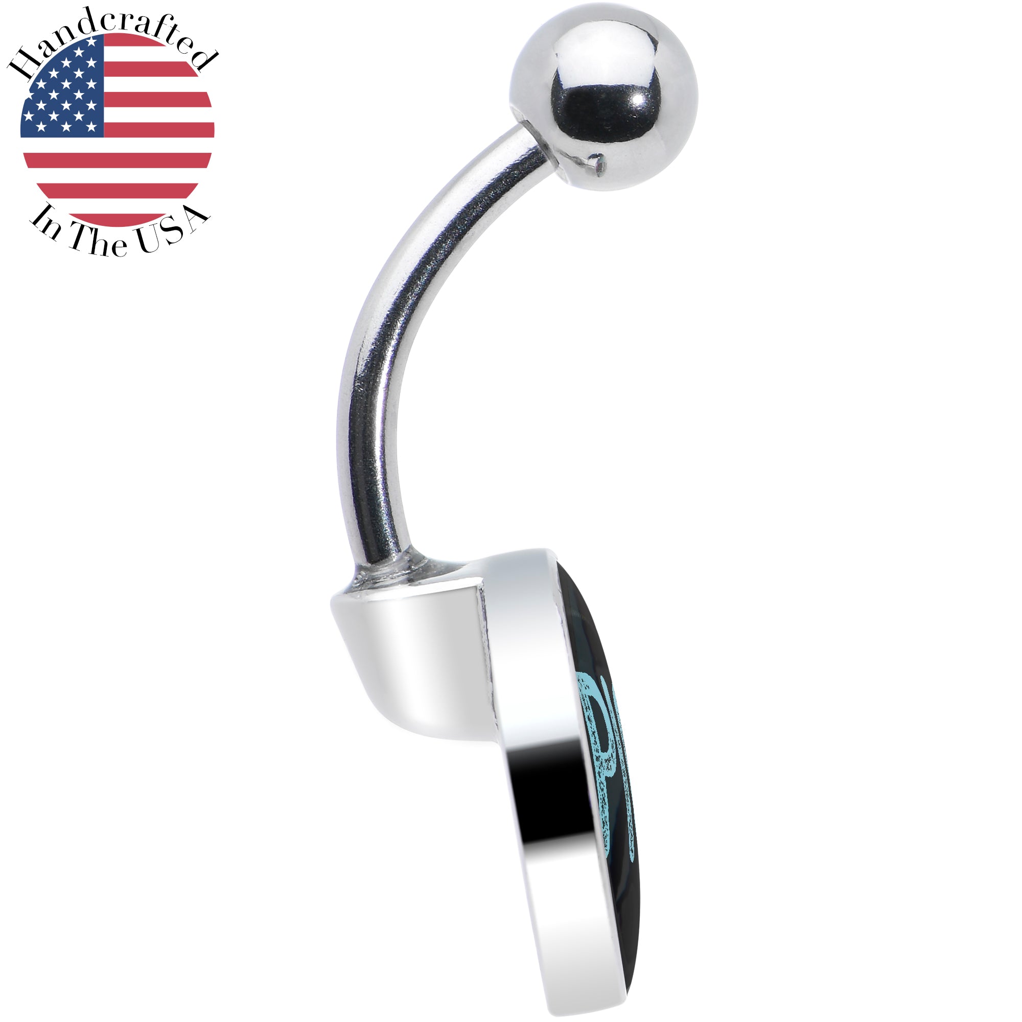 Epic Blue Stainless Steel Belly Ring custom design option