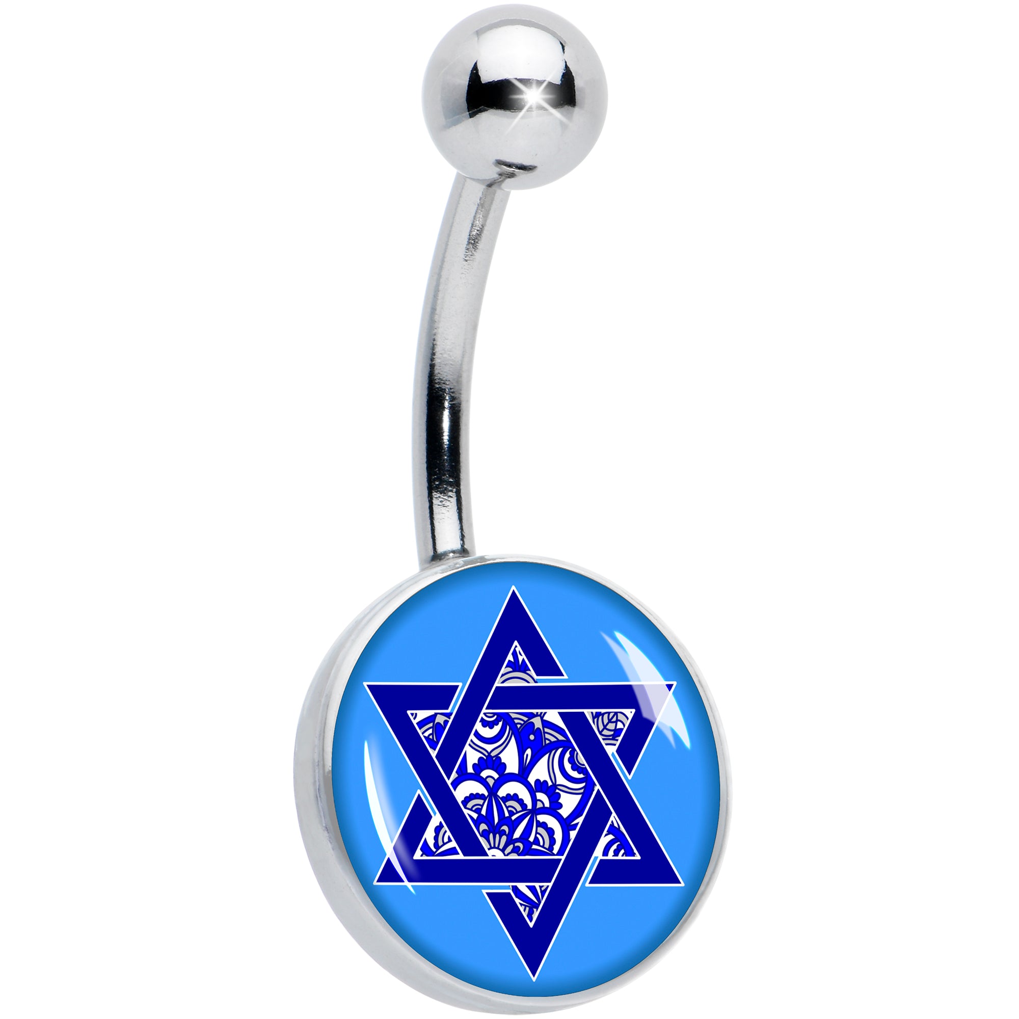Floral Star of David Hypoallergenic Stainless Steel Belly Ring