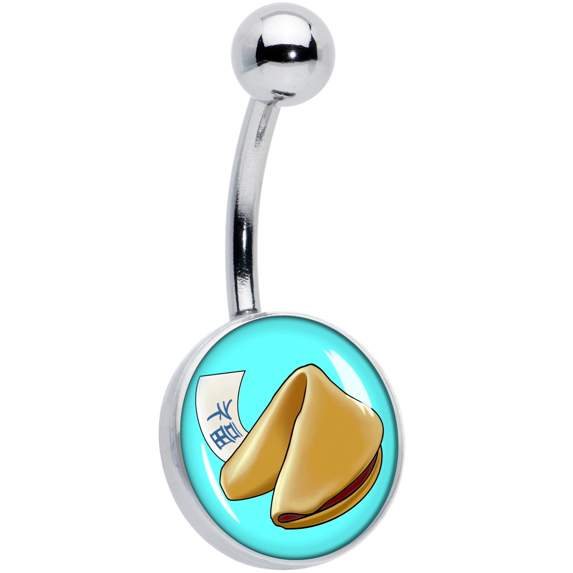 Fortune Cookie Hypoallergenic Stainless Steel Belly Ring
