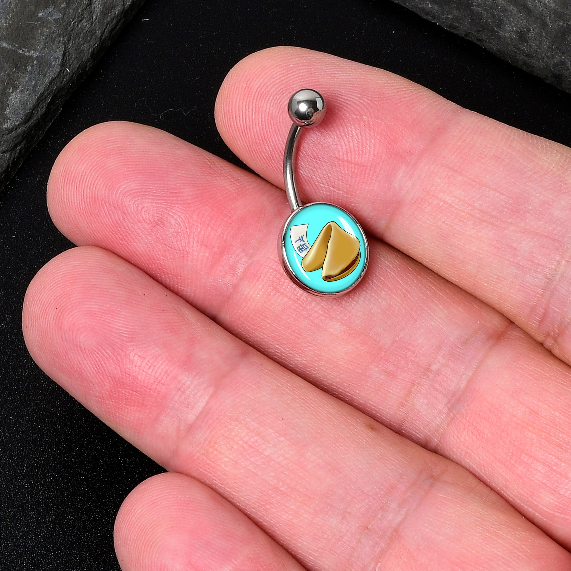 Fortune Cookie Stainless Steel Belly Ring lightweight comfortable